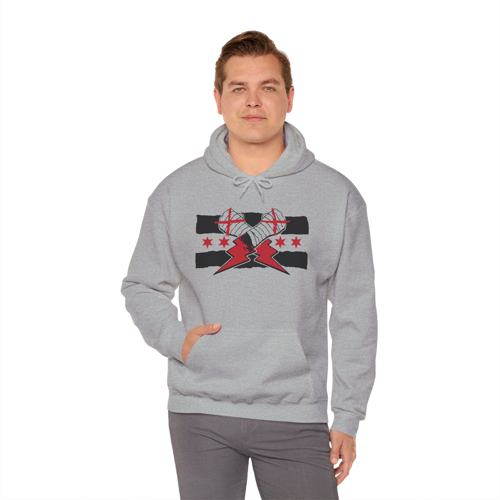 CM Punk Flag Black and Red Design Hoodies, Gift for Her - Gift for Him, Sports Fan Wrestling Unisex Hooded Sweatshirt, Casual Outwear