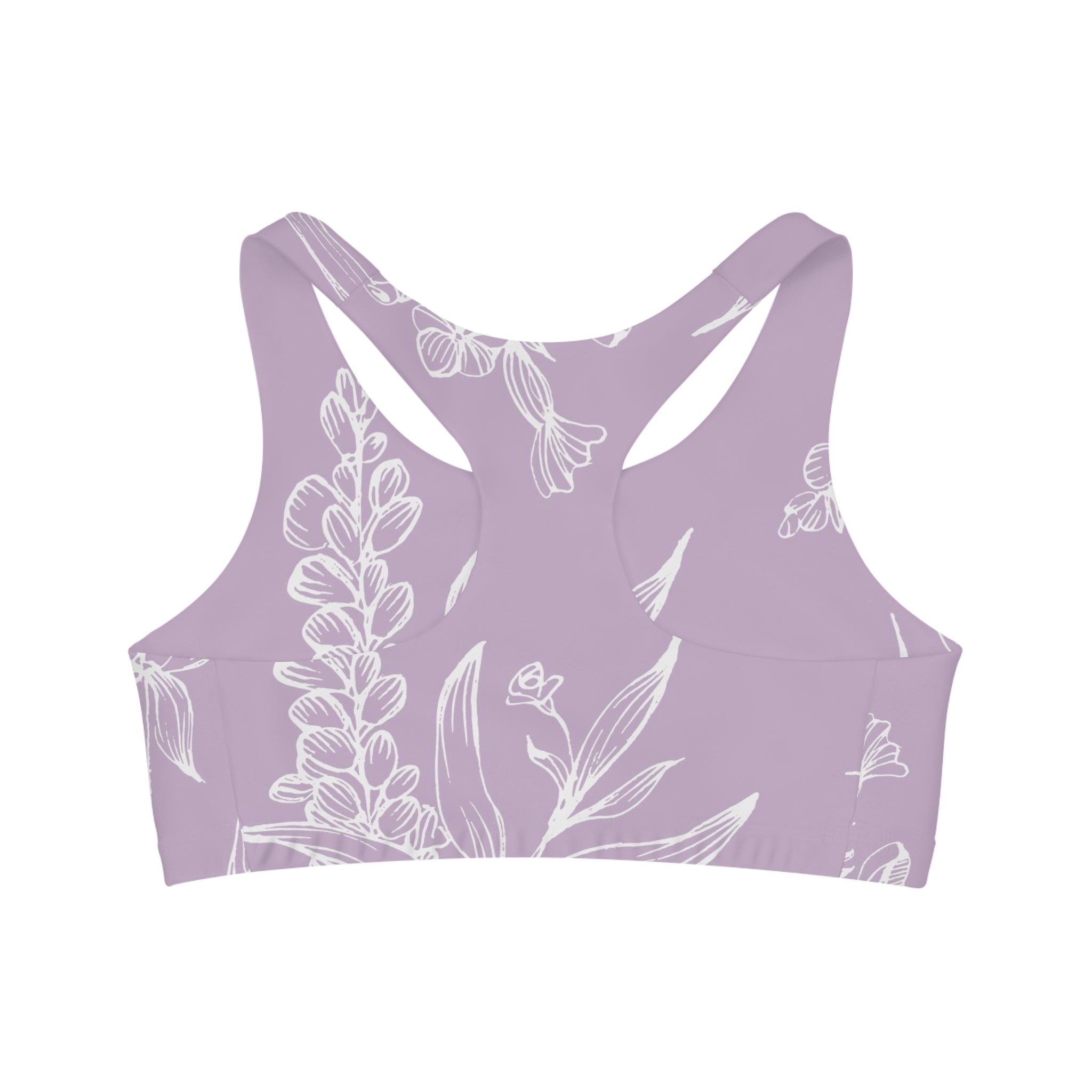 Lavender Seamless, Racerback Sports Bra for Women - High Impact Workout Crop Tank Top