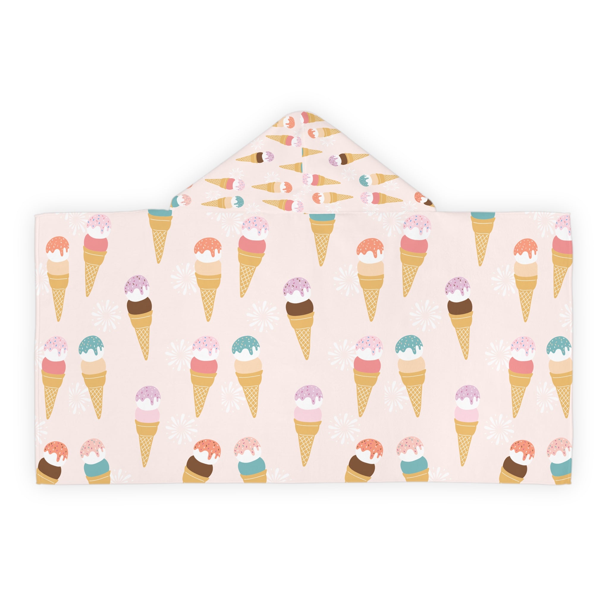 Ice Cream Design Hooded Towel, Cute Designs - Youth Hooded Towel