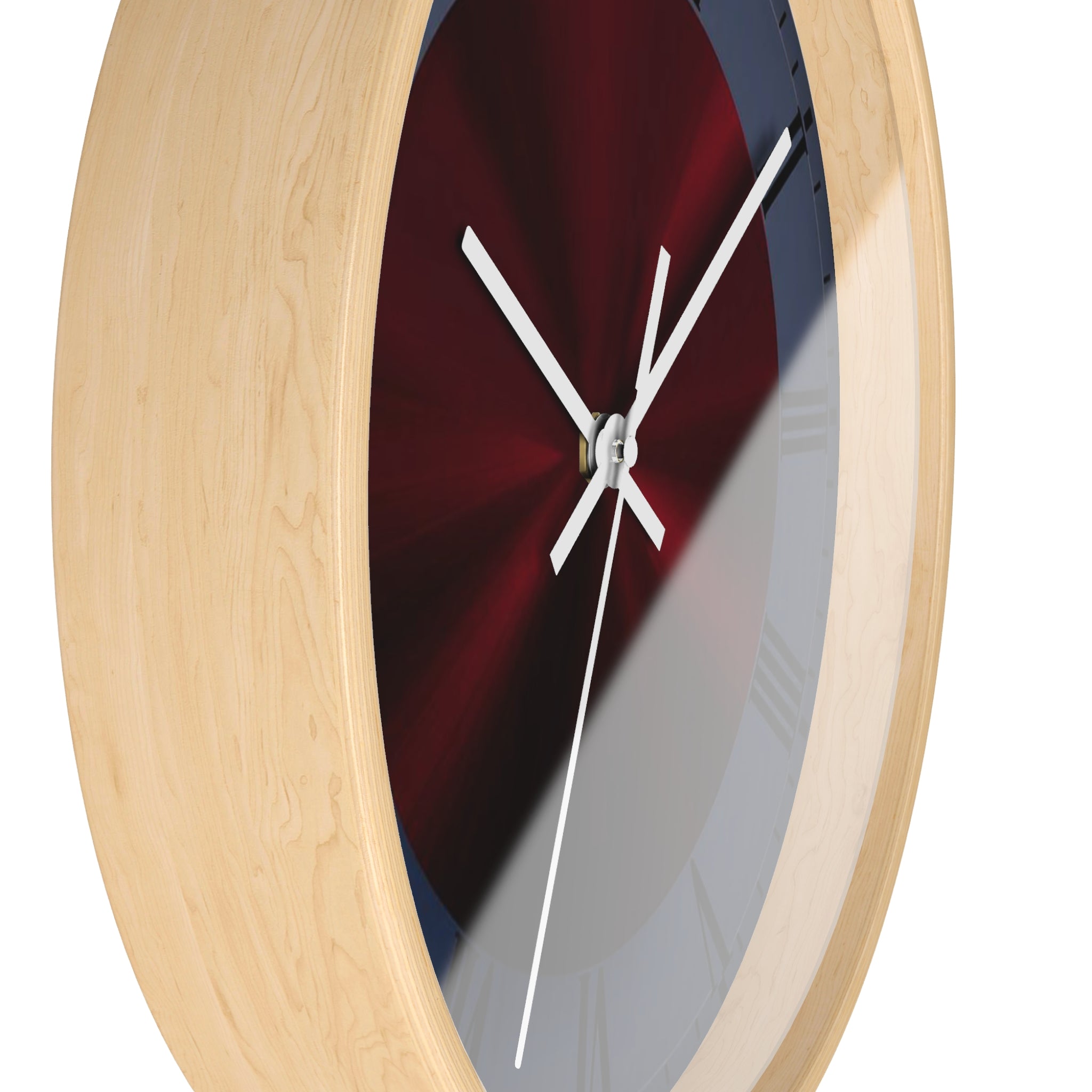 Burgundy and Deep Blue Design Elegant Wall Clock, Home Decor, Wall Art