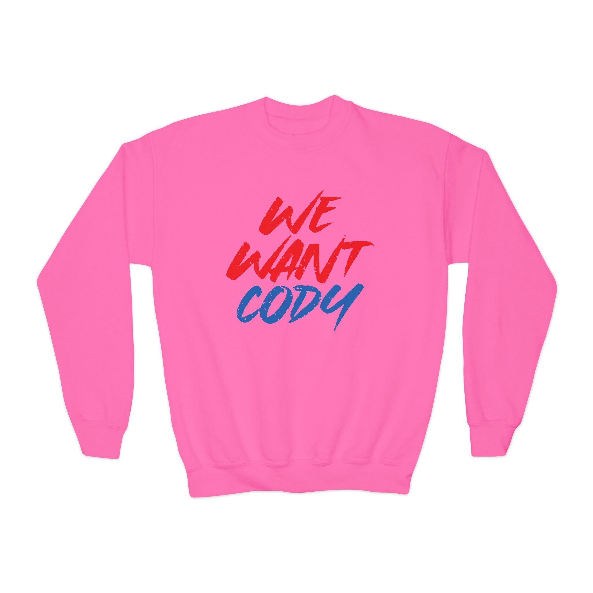 Cody Rhodes "We Want Cody" Design, Youth Sports Fan Crewneck Sweatshirt for Kids, Perfect Gift for Kids, Unisex Sweatshirt, Casual Outwear