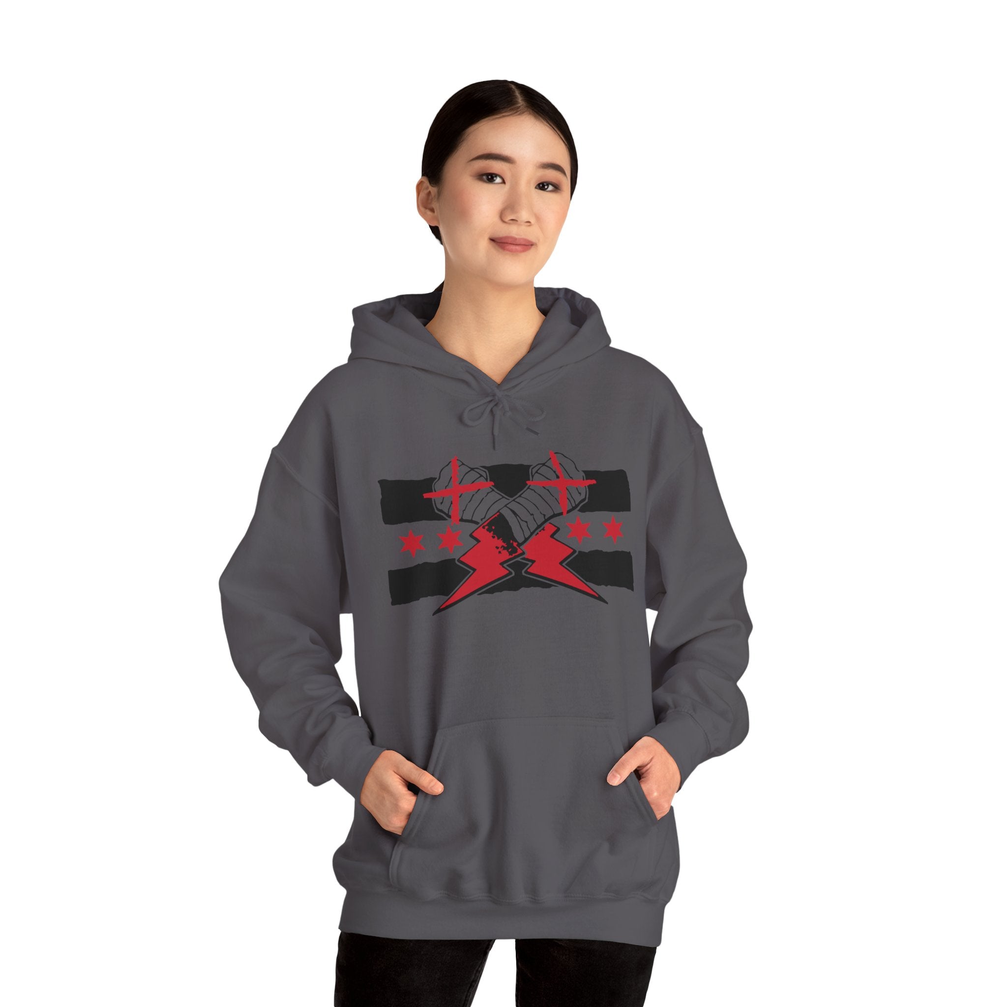 CM Punk Flag Black and Red Design Hoodies, Gift for Her - Gift for Him, Sports Fan Wrestling Unisex Hooded Sweatshirt, Casual Outwear