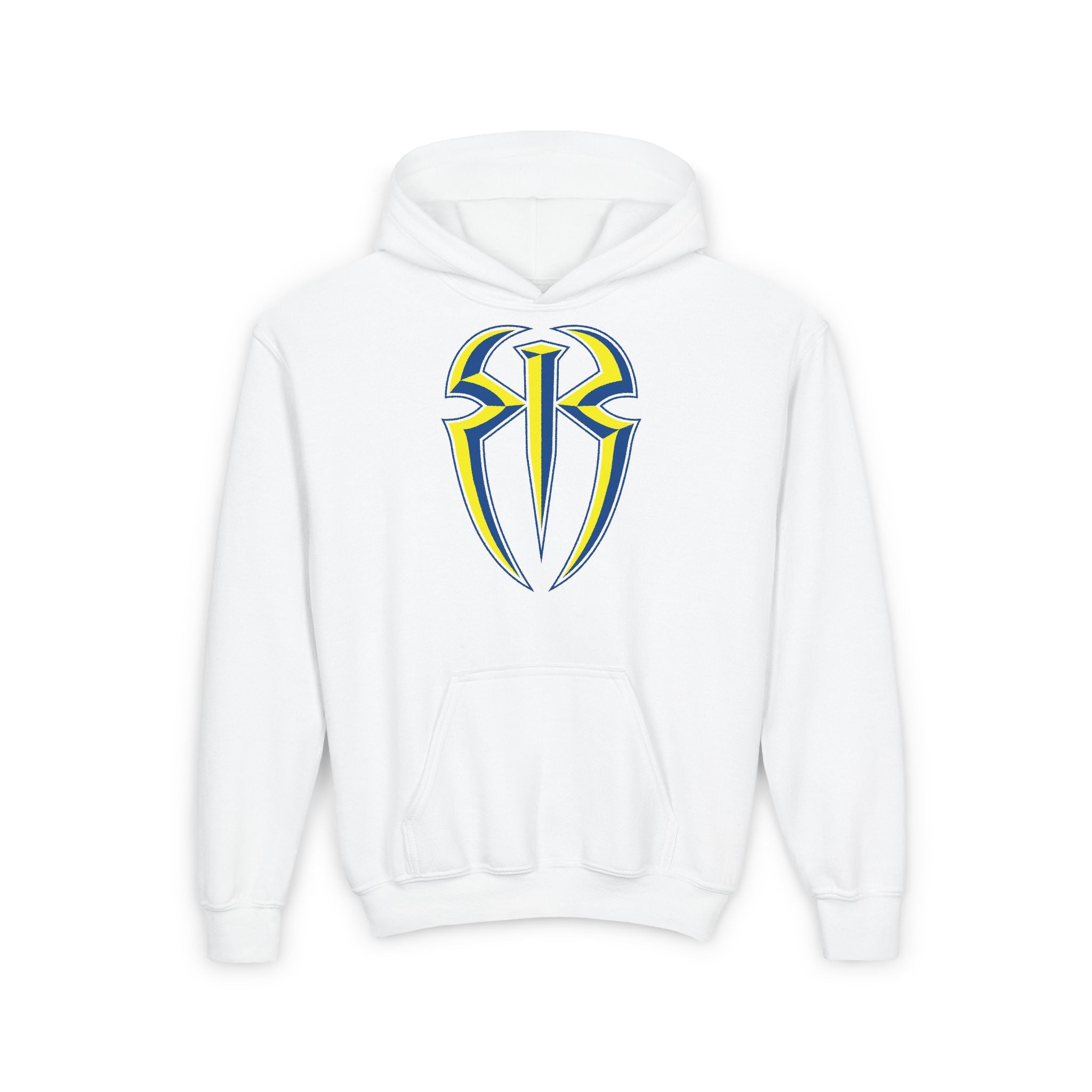 Roman Reigns Blue Yellow Shirt Design, Sports Fan Kids Hoodies - Youth Heavy Blend Hooded Sweatshirt, Unisex, Gift for Her-Him, Casual Outwear