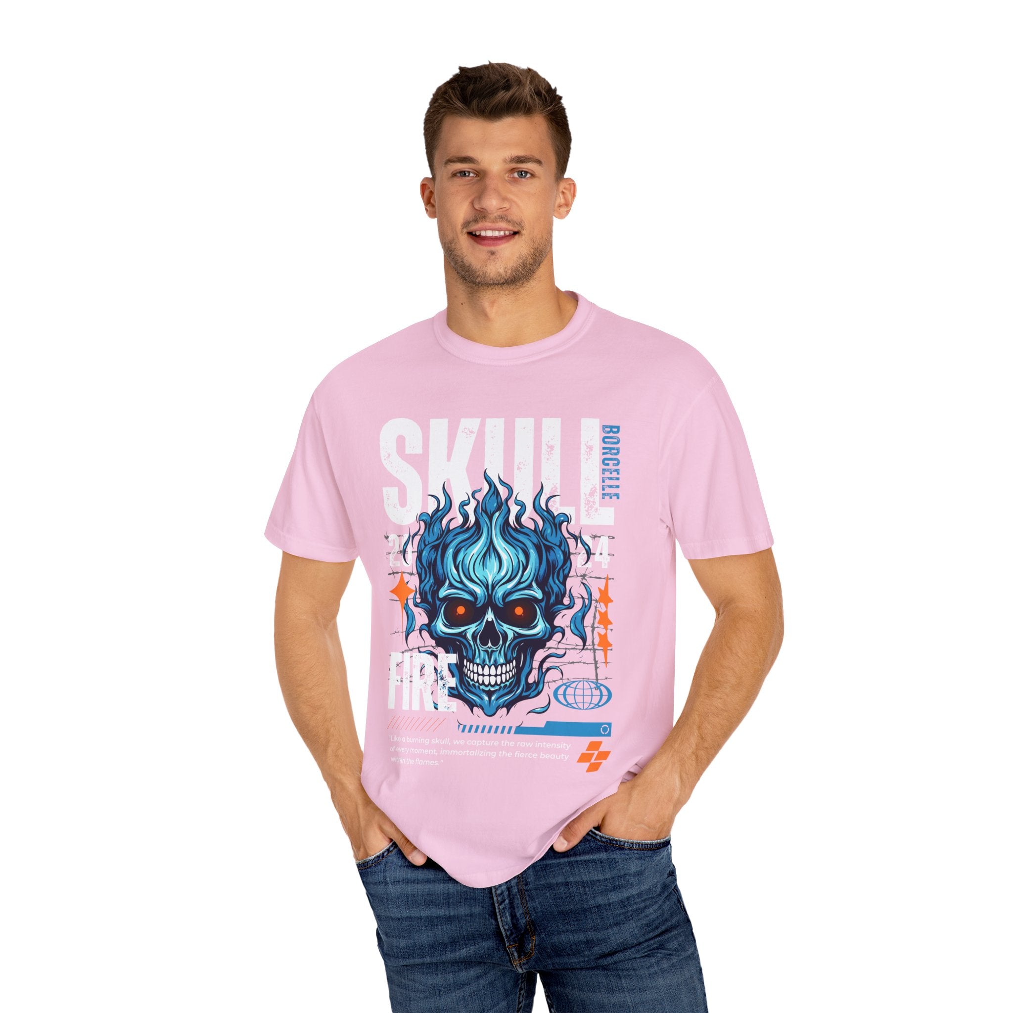 Skull Fire, Graphic Design Unisex T-shirt, Casual Cotton Outwear, Gift for Him- Gift for Her, Stylish Tee, Cool Shirt, Trendy Apparel, Comfortable Top,