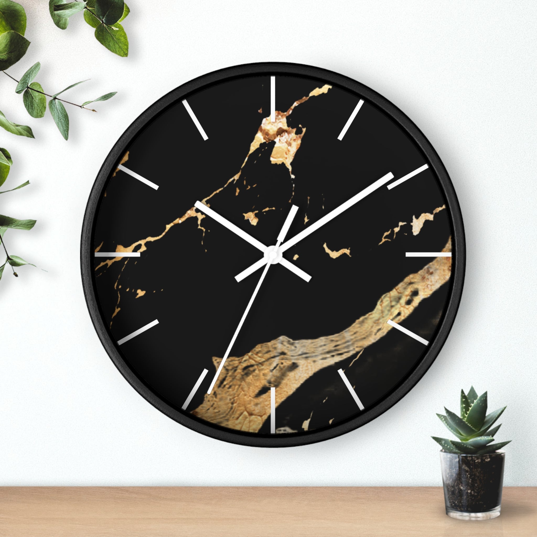 Black Gold Modern Marble Design, Elegant Wall Clock, Home Decor, Wall Art, Modern Decor for Home, Office, and Living Room