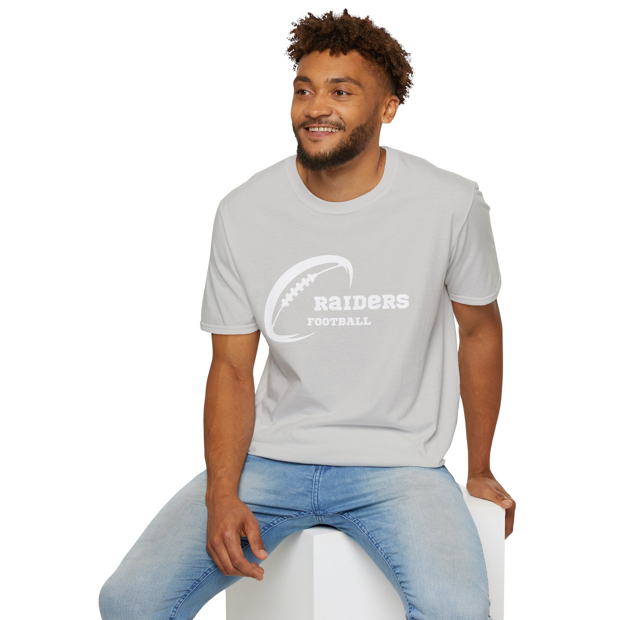 All White Raiders Fan Football Shirt, Unisex Softstyle T-Shirt, Football Fan Tee, Football Fan Gift, Sports Fan Apparel