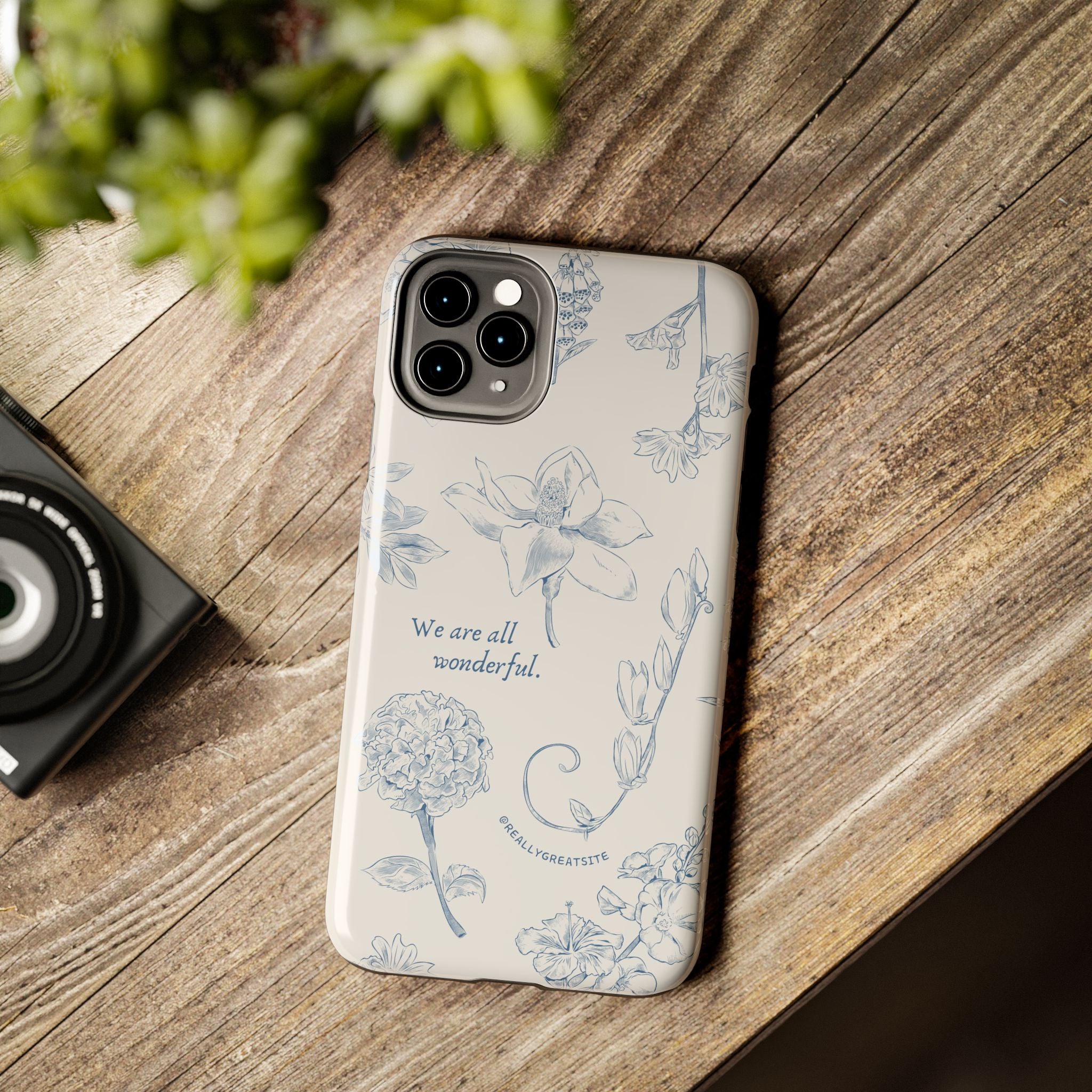 Dusty Blue Cream " We Are All Wonderfull", Elegant Phone Cases, Stylish Phone Covers, Chic Phone Protectors, Fashionable Case for Her, Trendy Smartphone Accessories