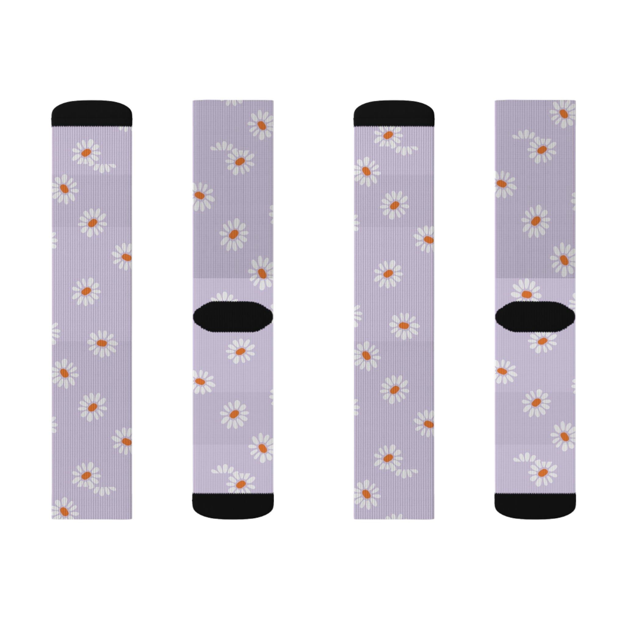 Pastel Purple Flower Pattern Hearts Socks Warm Crew Socks Socks for everyday wear