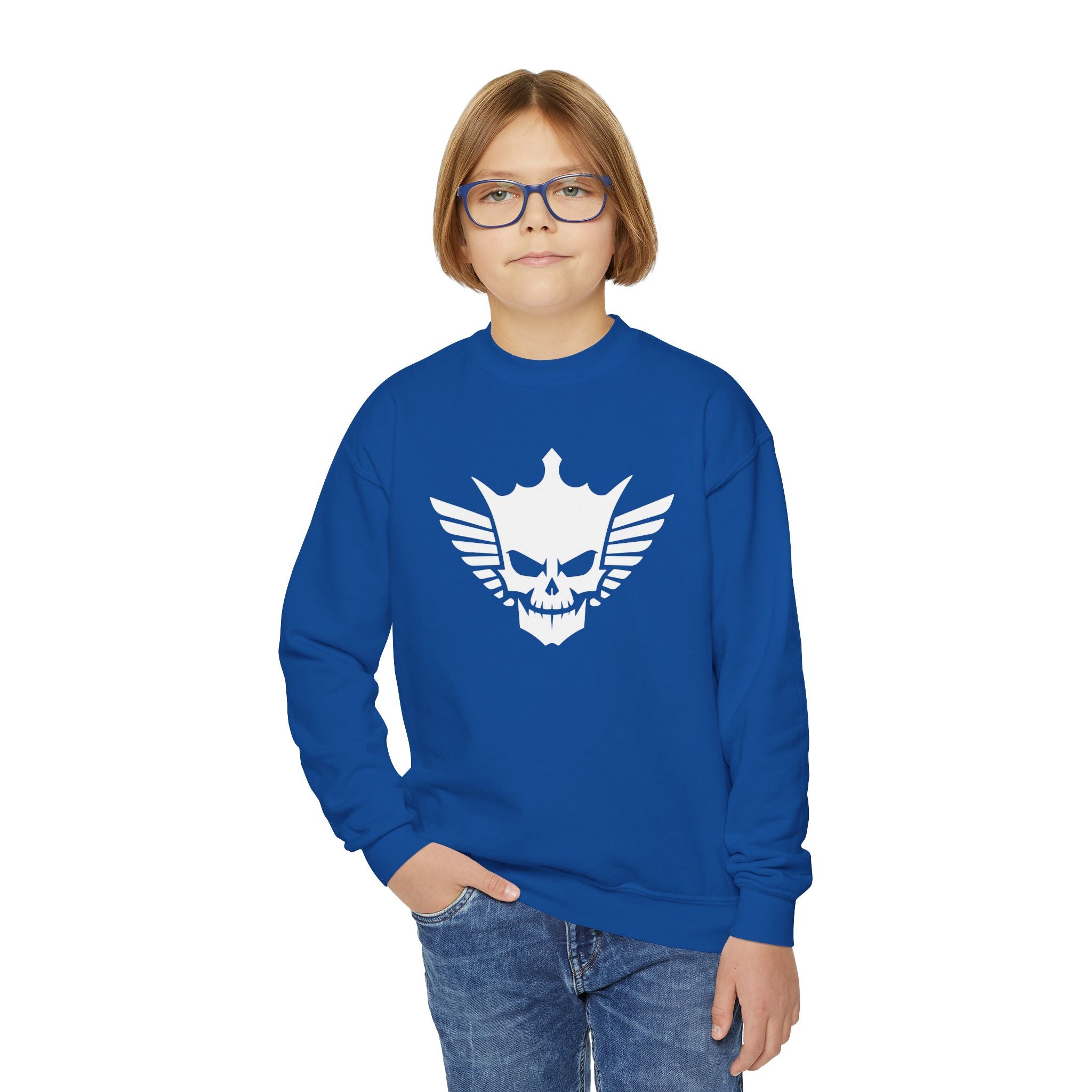 Cody Rhodes White Skull Design, Youth Sports Fan Crewneck Sweatshirt for Kids, Perfect Gift for Kids, Unisex Sweatshirt, Casual Outwear