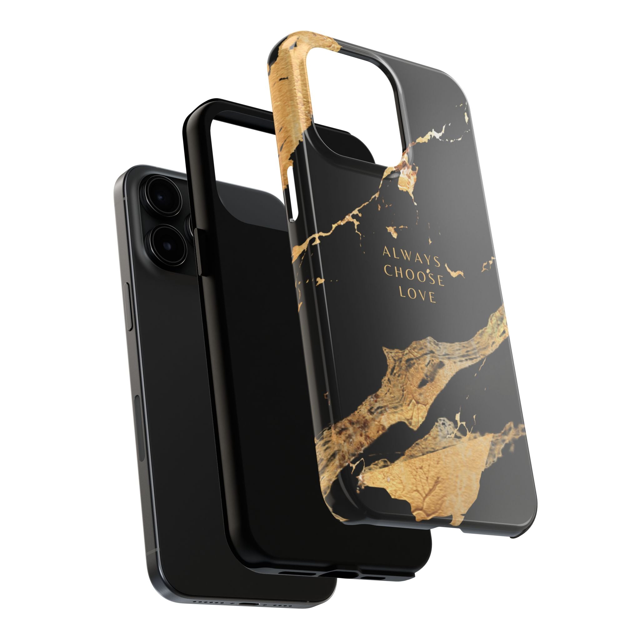 Black Gold Always Choose Love, Elegant Phone Cases, Stylish Phone Covers, Chic Phone Protectors, Fashionable Case for Her, Trendy Smartphone Accessories