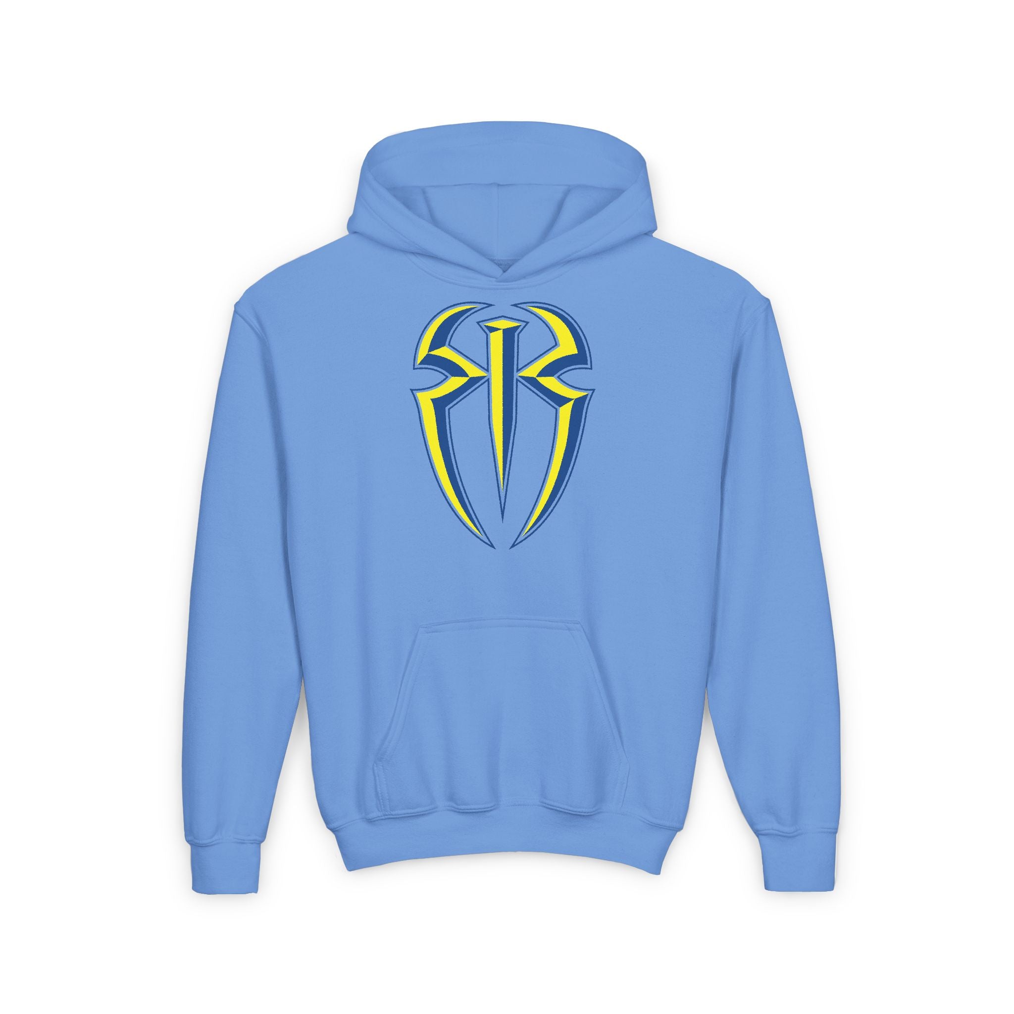 Roman Reigns Blue Yellow Shirt Design, Sports Fan Kids Hoodies - Youth Heavy Blend Hooded Sweatshirt, Unisex, Gift for Her-Him, Casual Outwear