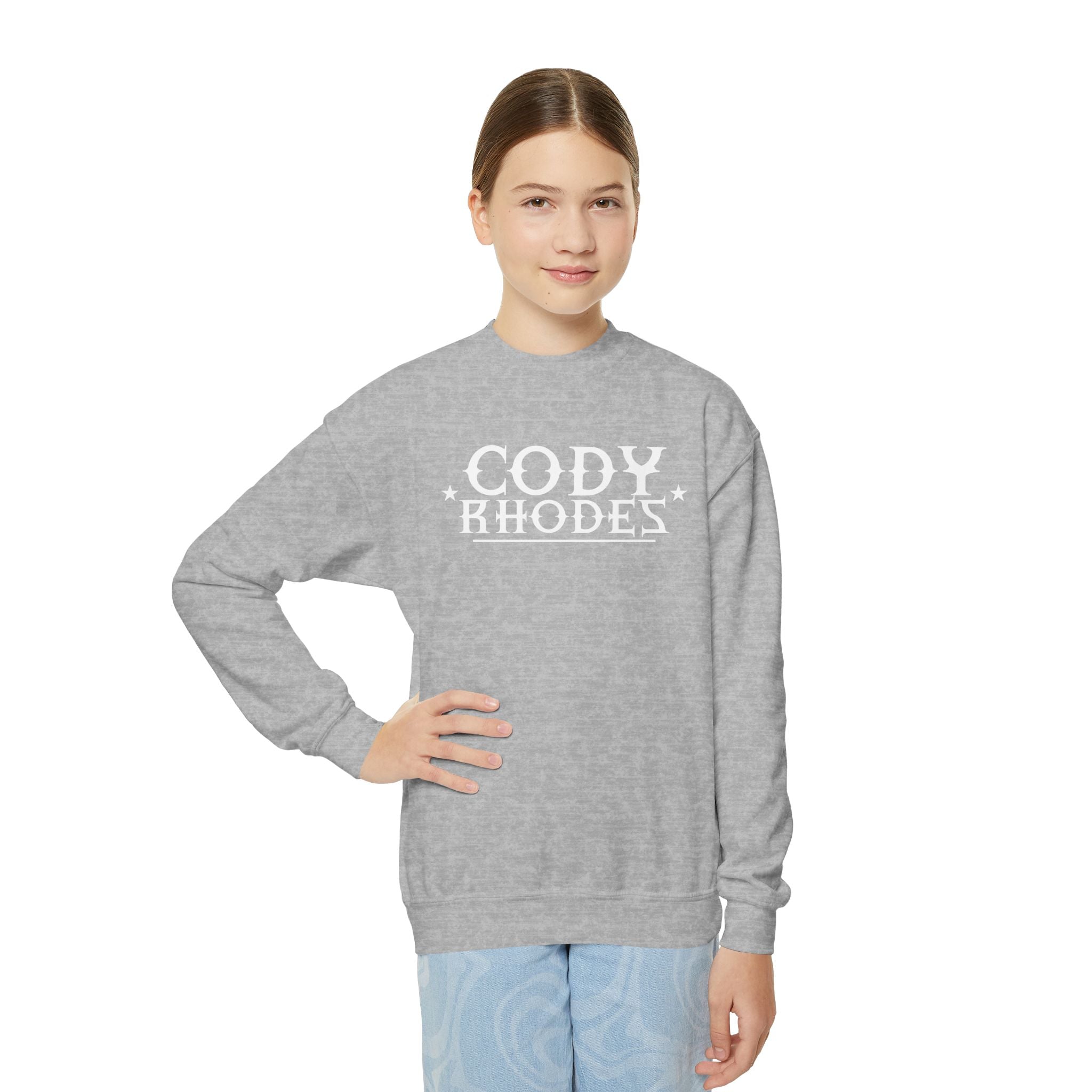 Cody Rhodes Graphic Text Design, Youth Sports Fan Crewneck Sweatshirt for Kids, Perfect Gift for Kids, Unisex Sweatshirt, Casual Outwear