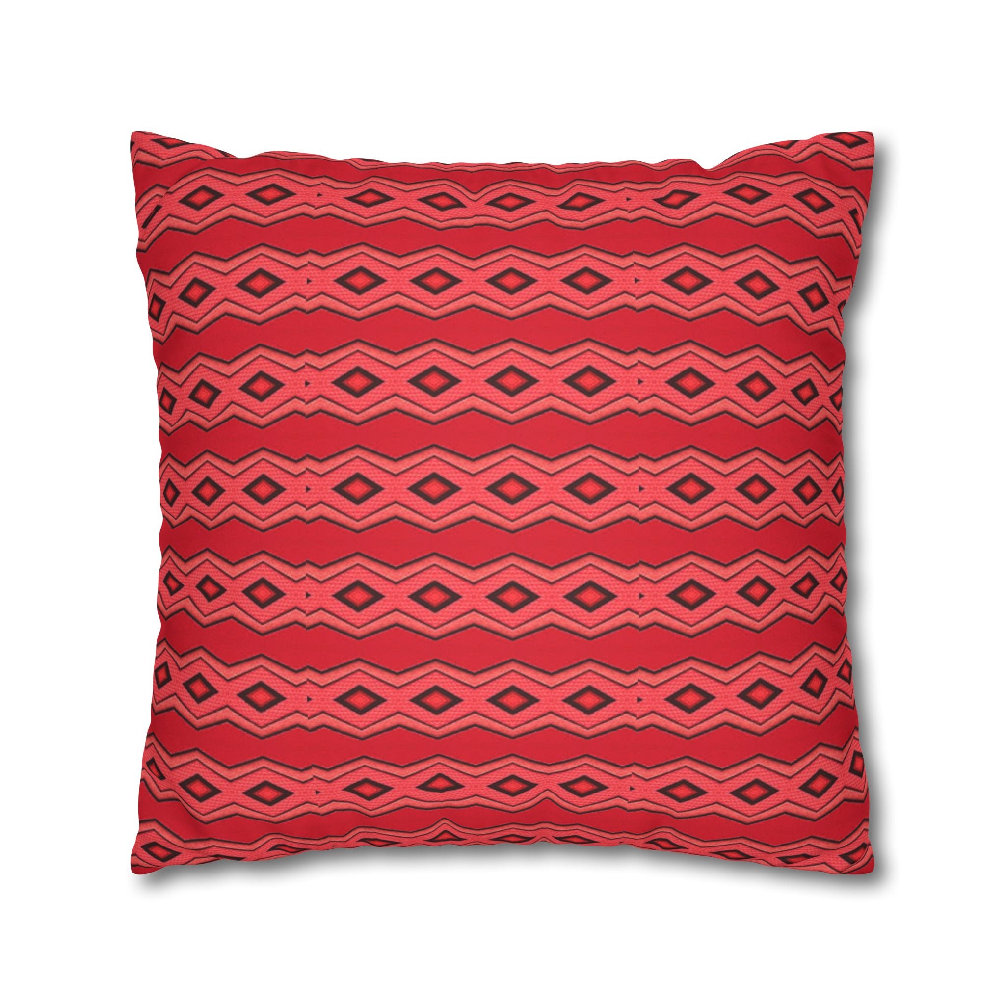 Square Pillowcase - Red Vintage Pattern - Decorative Pillows Cushion Covers for Couch Chair Bedroom Valentines Decorative, Faux Suede, Home Decor