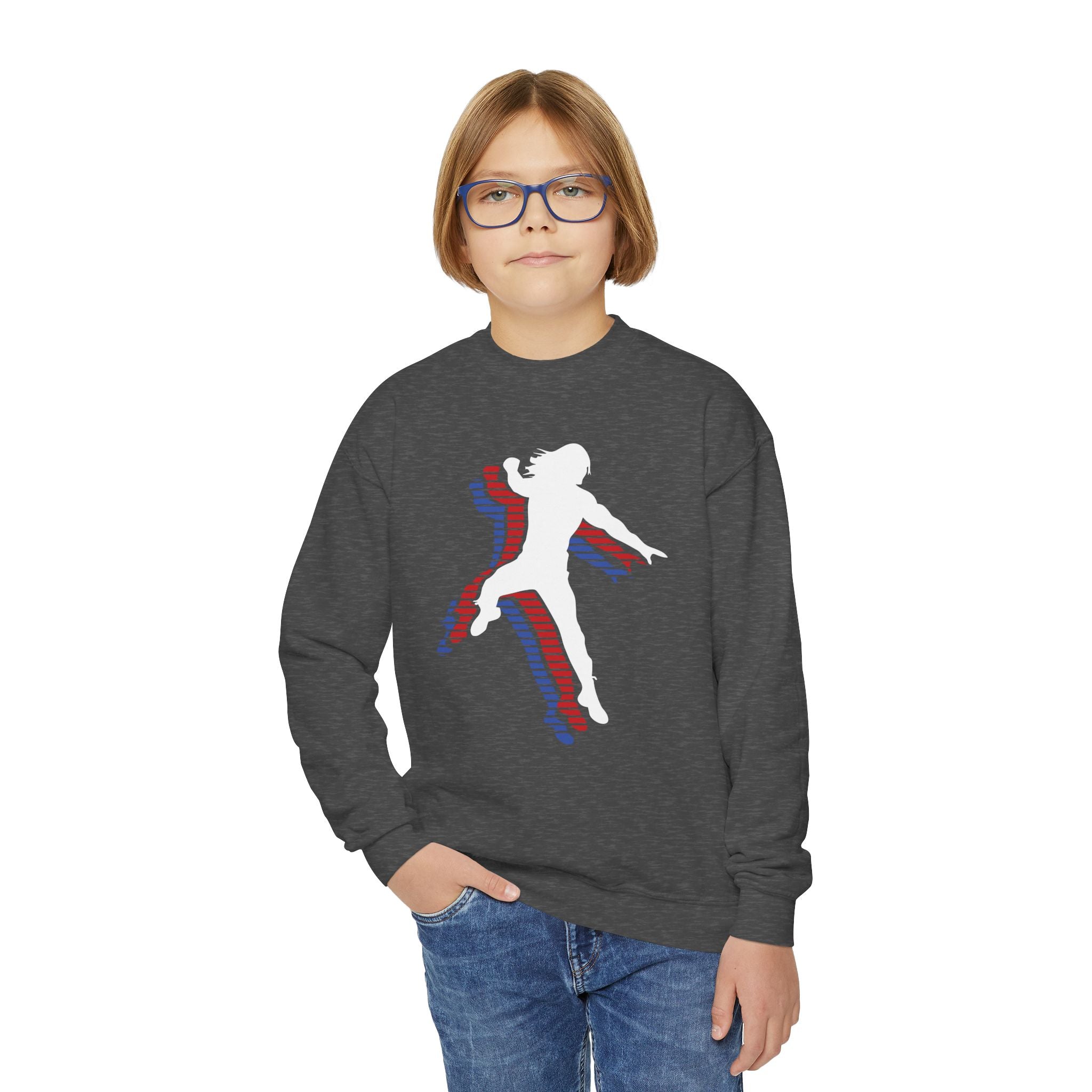 Roman Reigns Jump Tri-Color, Youth Sports Fan Crewneck Sweatshirt for Kids, Perfect Gift for Kids, Unisex Sweatshirt, Casual Outwear, Graphic Sweatshirt