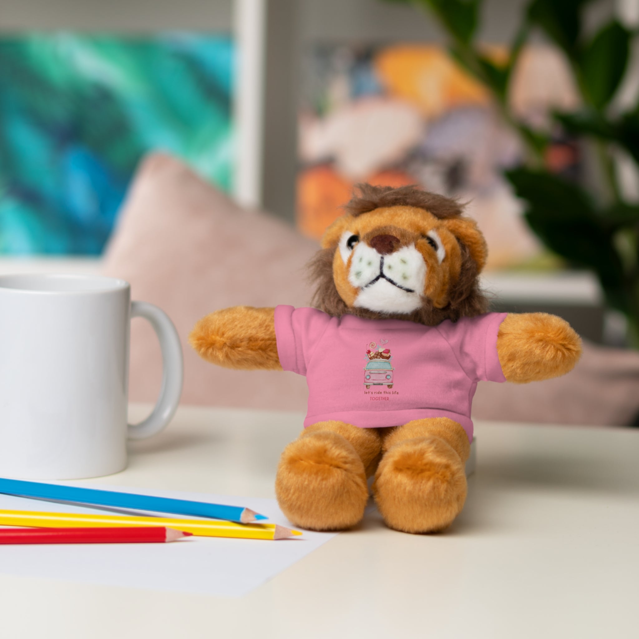Colorful Bus with Sweet Treats Valentines Day Gifts for Her Him Kids Girlfriend Boyfriend Wife Mom Fiancée, Valentines Gifts for Women, Valentine's Day Teddy Bear, Funny Cute Stuffed Animal Plush Present for Birthday