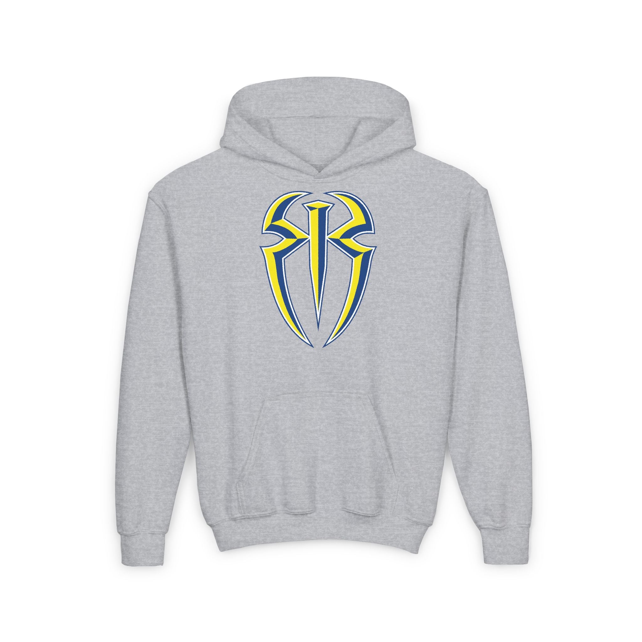 Roman Reigns Yellow Blue Shirt Design, Sports Fan Kids Hoodies - Youth Heavy Blend Hooded Sweatshirt, Unisex, Gift for Her-Him, Casual Outwear