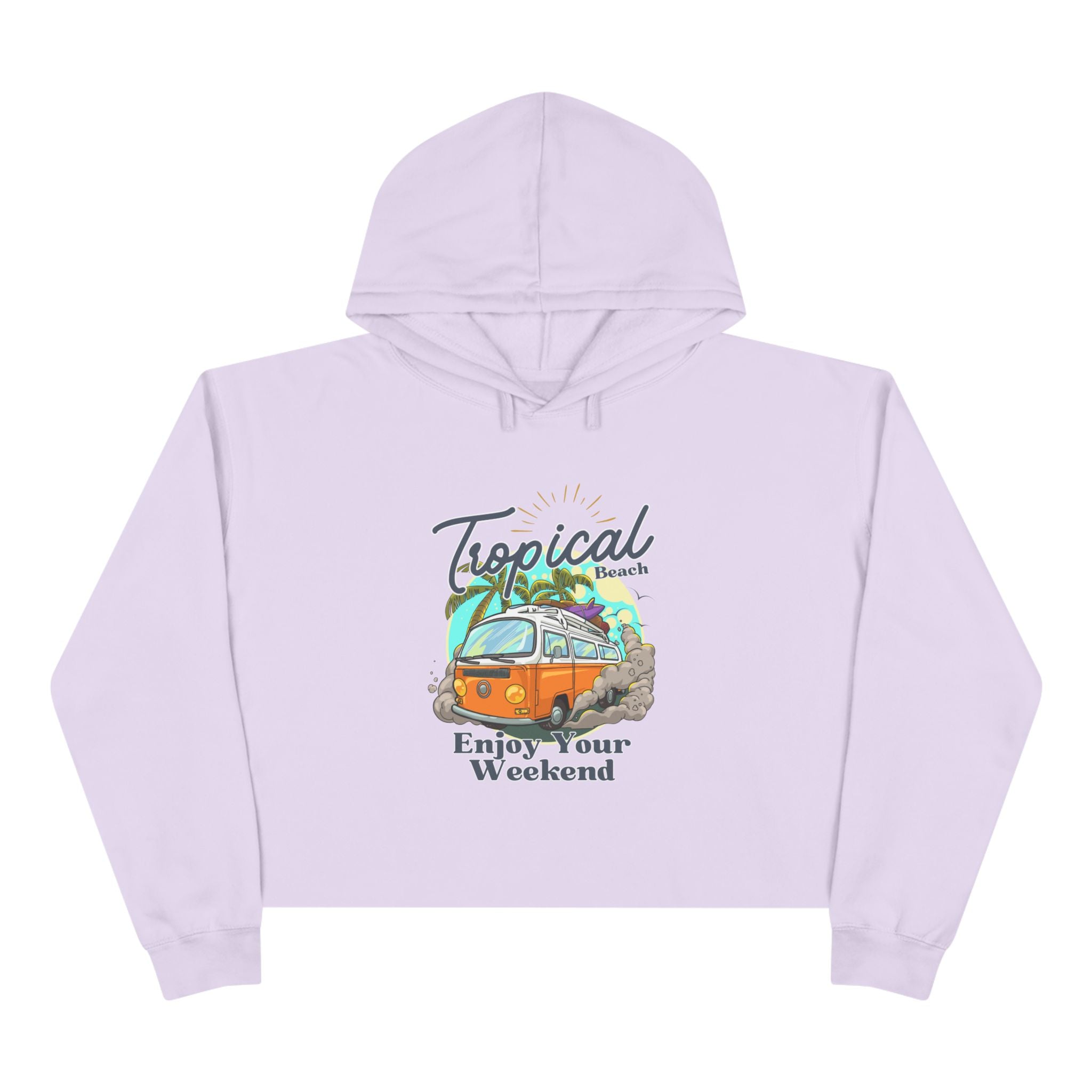 Tropical Casual Hoodie, Women's Cropped Sweatshirt Fleece Pullover, Crop Hoodie for Women, Long Sleeve Crop Top, Cozy Cropped Hooded