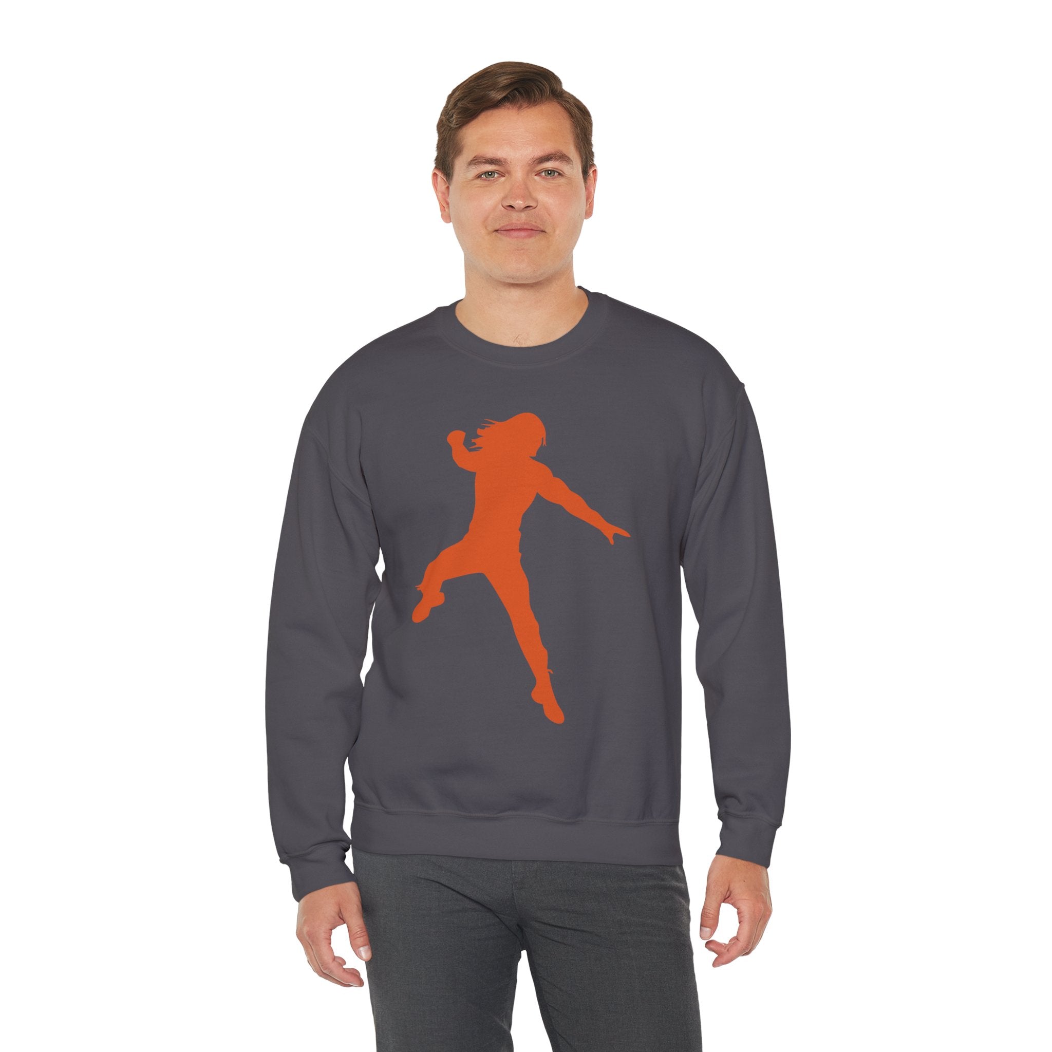 Roman Reigns Orange Design, Wrestling Fan Unisex Sweatshirt - Gift for Him or Her, Casual Outwear, Graphic Design, Heavy Blend Crewneck Sweatshirt