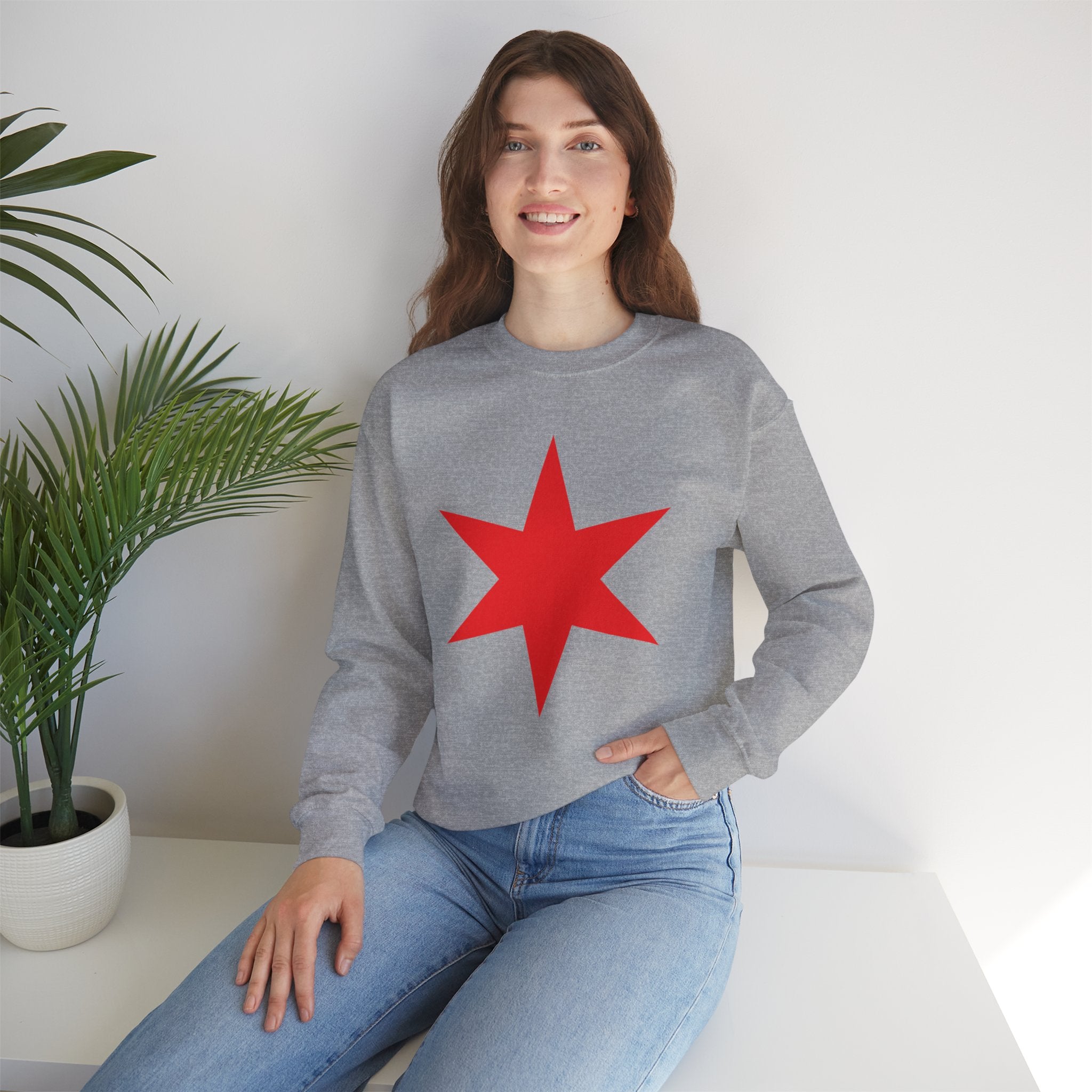 Chicago Star Sweatshirt, Wrestling Fan Unisex Sweatshirt - Gift for Him or Her, Casual Outwear, Heavy Blend Crewneck Sweatshirt