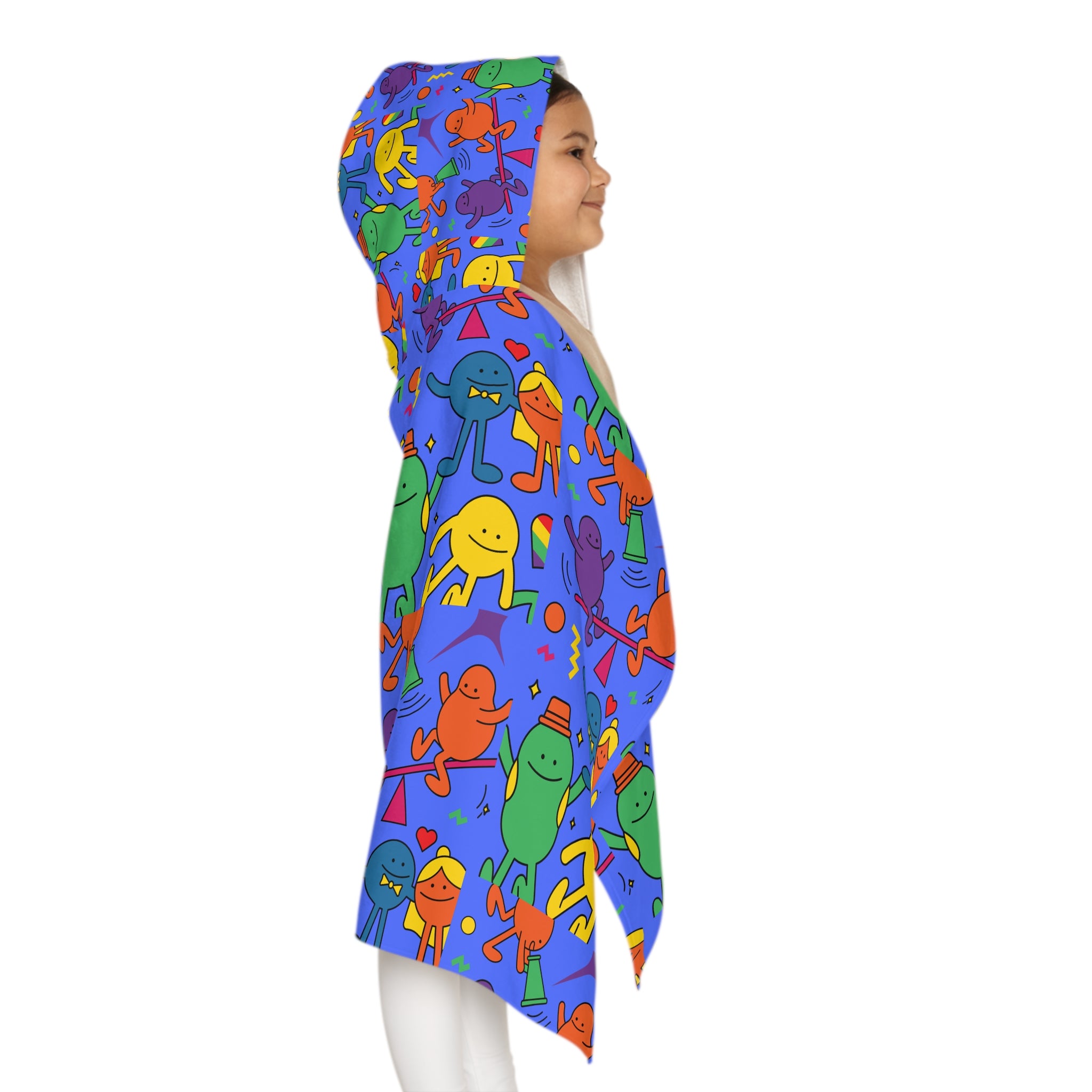 Colorful Cartoon Design Hooded Towel, Cute Designs - Youth Hooded Towel