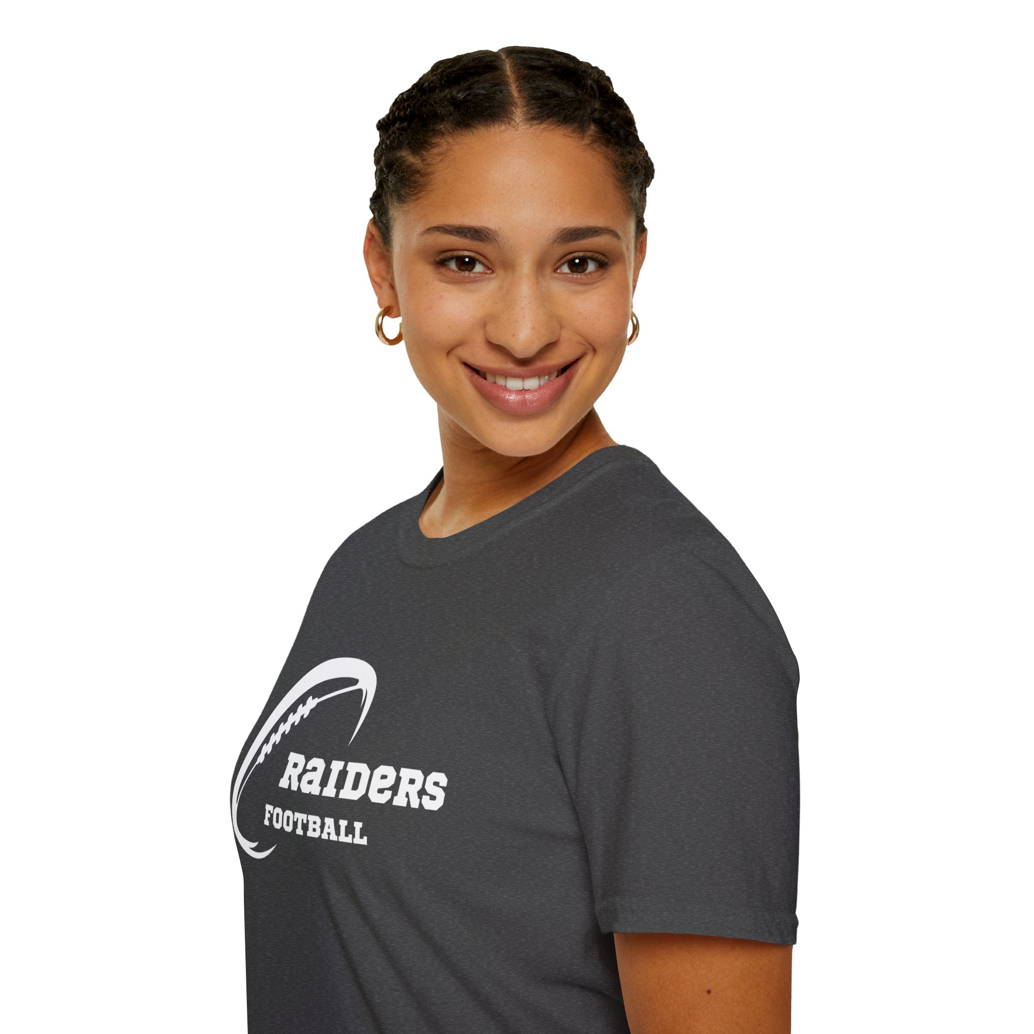 All White Raiders Fan Football Shirt, Unisex Softstyle T-Shirt, Football Fan Tee, Football Fan Gift, Sports Fan Apparel