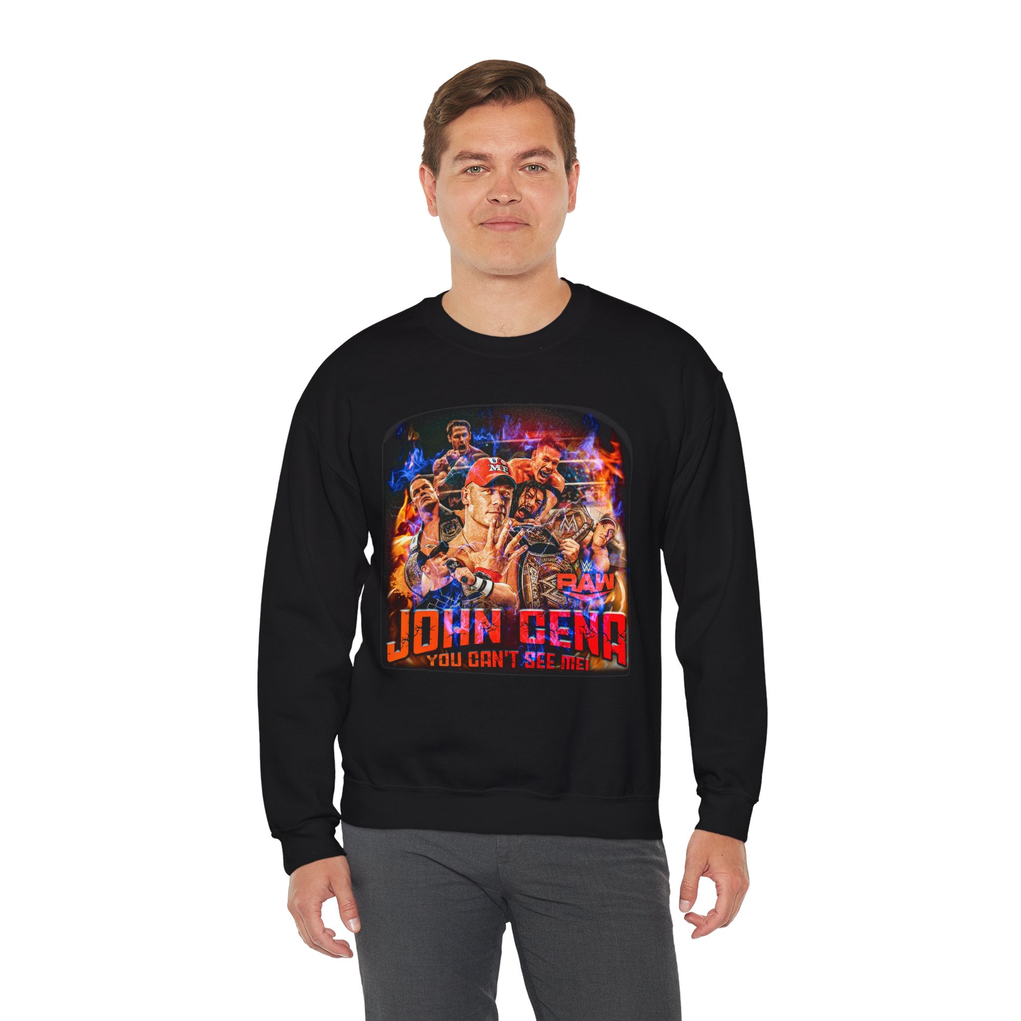 John Cena " You Can't See Me" Sweatshirt, Sports Sweatshirt, Wrestling Fan Unisex Sweatshirt - Gift for Him or Her, Casual Outwear, Heavy Blend Crewneck Sweatshirt