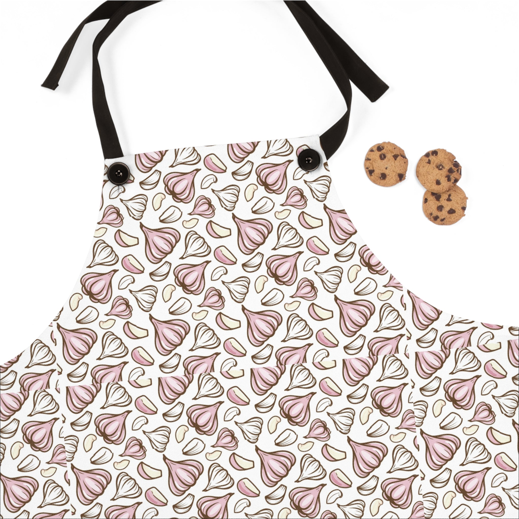 White Brown Pattern Garlic Design, Unisex Apron, Apron for Her, Apron for Him, Food Lover, Kitchen Accessories