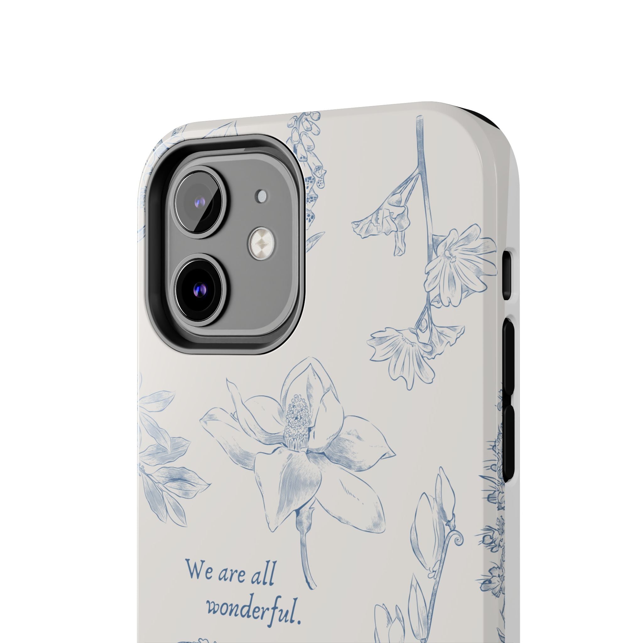 Dusty Blue Cream " We Are All Wonderfull", Elegant Phone Cases, Stylish Phone Covers, Chic Phone Protectors, Fashionable Case for Her, Trendy Smartphone Accessories