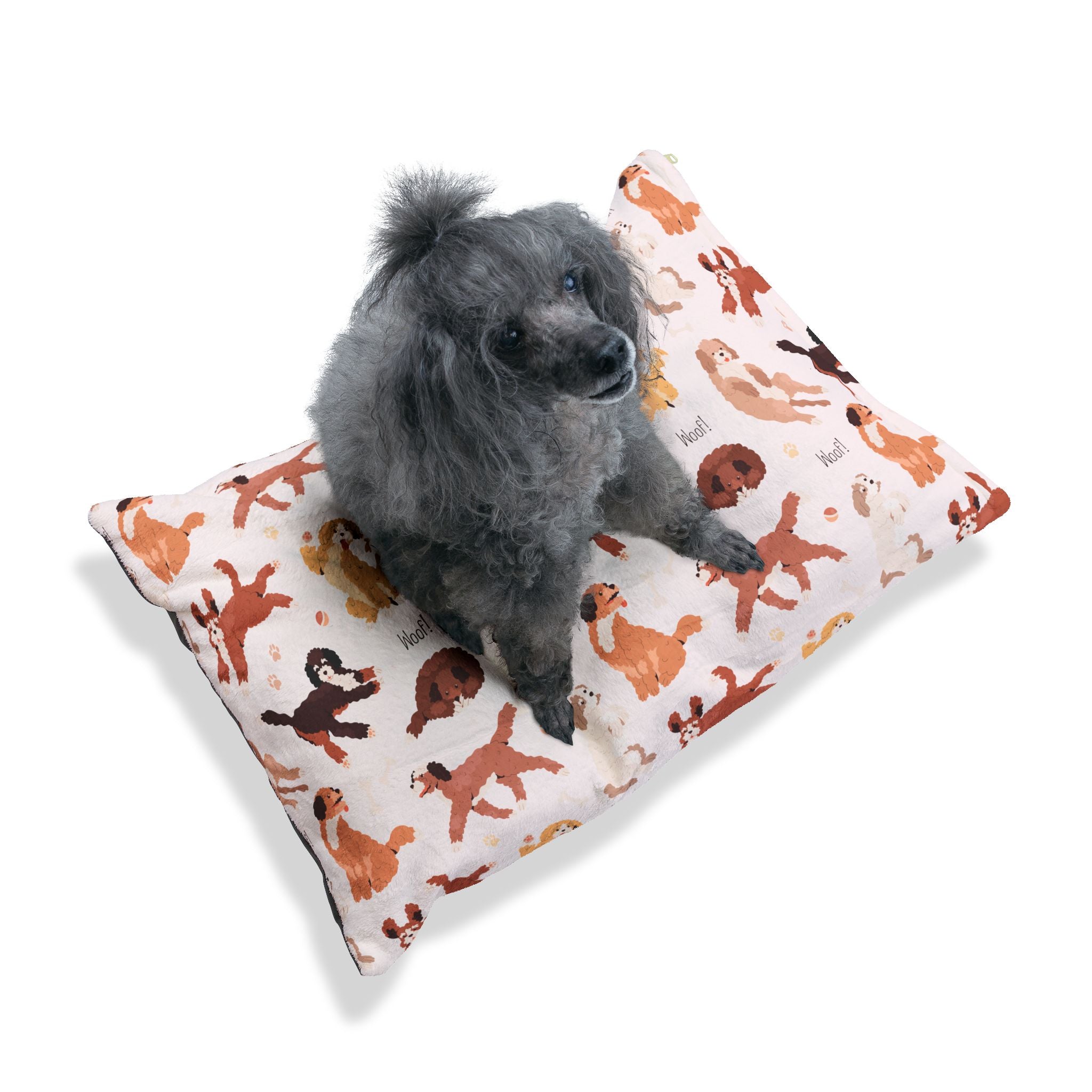 Cute Dog Pattern Pattern Pet Bed - Cat and Dog Bed, Anti-Anxiety Pet Bed, Calming Dog Bed for Puppy, Cozy Cat Bed, Fluffy Dog Beds, Washable Puppy Bed for Indoor Pets