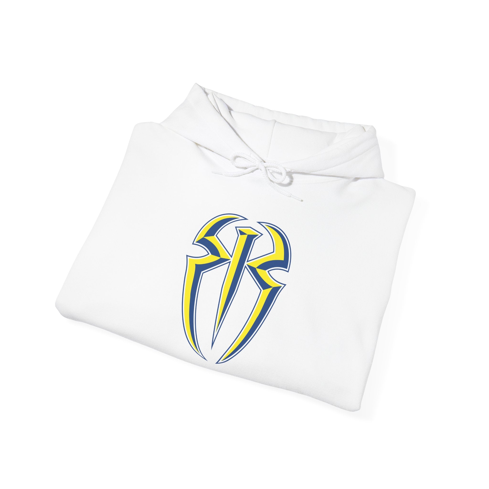 Roman Reigns White-Blue-Yellow Design Hoodies, Gift for Her - Gift for Him, Sports Fan Wrestling Unisex Hooded Sweatshirt, Casual Outwear