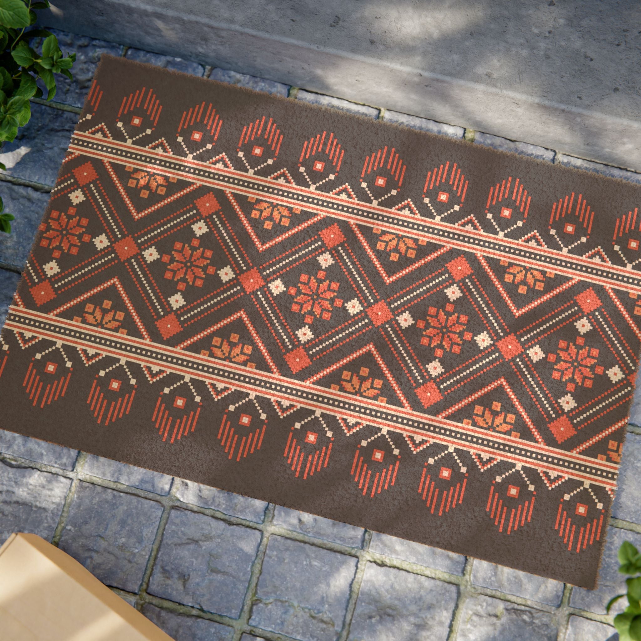 Vyshyvanka Pattern, Coir Doormat, Welcome Mat for Front Door Decor, Floor Mats with Non-Slip Backing, Home Office