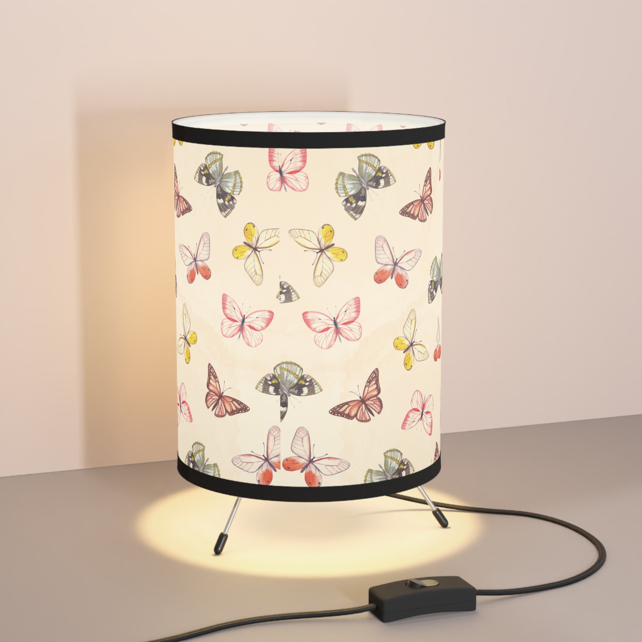 Delicate Pink Butterflies Lamp, Desk Lamp for Bedroom, Living Room, Modern Style, Floral Bedside Lamp, Home Decor