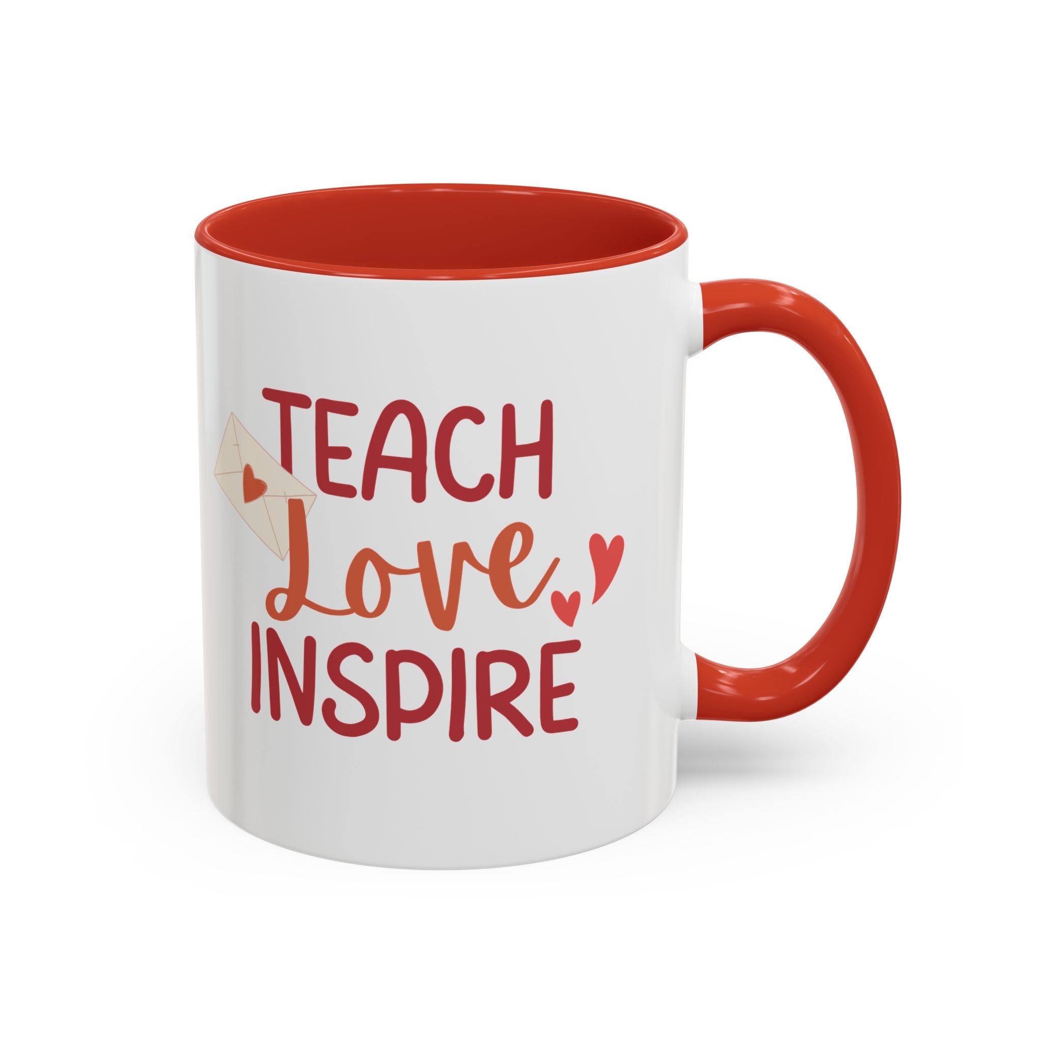 Teach, Love, Inspire Valentine's Design,  Holiday Drinkware, Valentines, Christmas Birthday Gifts for Teachers, Coffee Mug for Teacher Valentines Day,