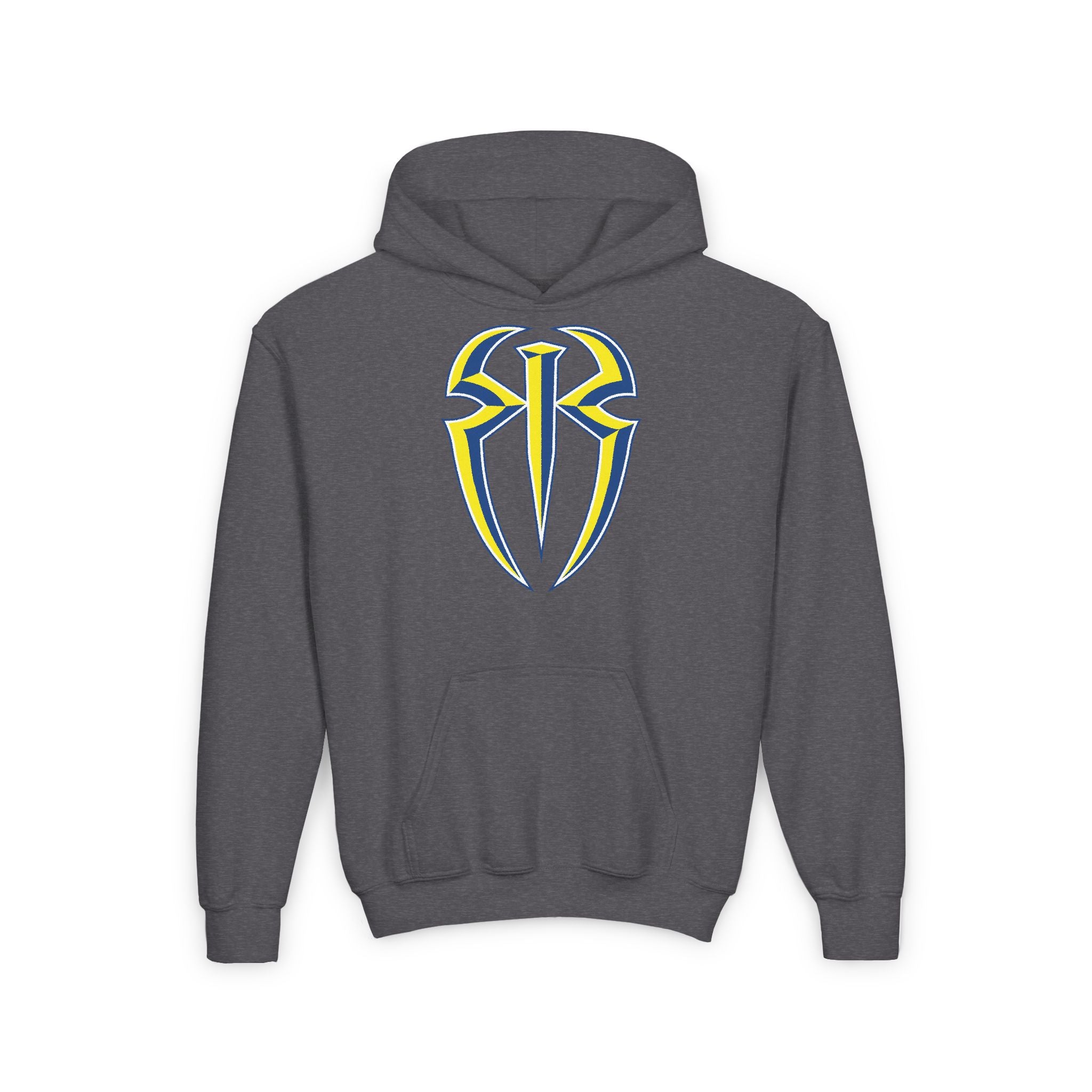 Copy of Roman Reigns Yellow Blue Shirt Design, Sports Fan Kids Hoodies - Youth Heavy Blend Hooded Sweatshirt, Unisex, Gift for Her-Him, Casual Outwear