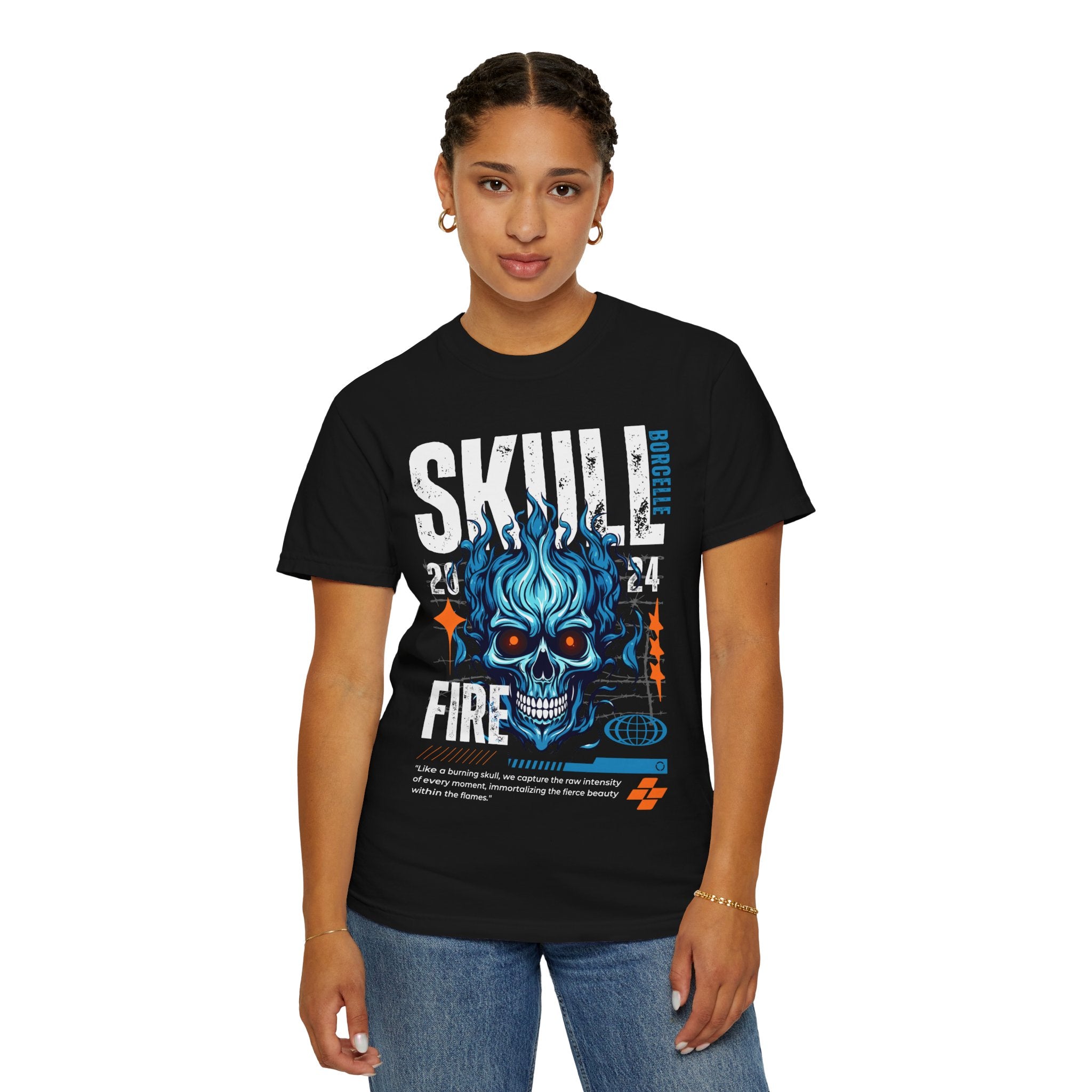 Skull Fire, Graphic Design Unisex T-shirt, Casual Cotton Outwear, Gift for Him- Gift for Her, Stylish Tee, Cool Shirt, Trendy Apparel, Comfortable Top,