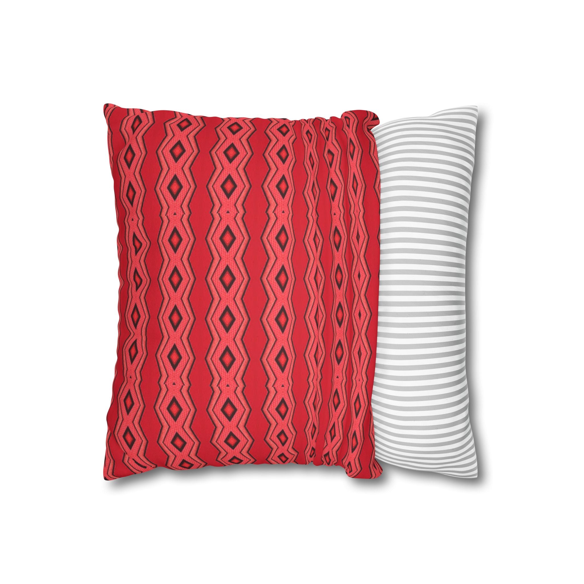 Square Pillowcase - Red Vintage Pattern - Decorative Pillows Cushion Covers for Couch Chair Bedroom Valentines Decorative, Faux Suede, Home Decor