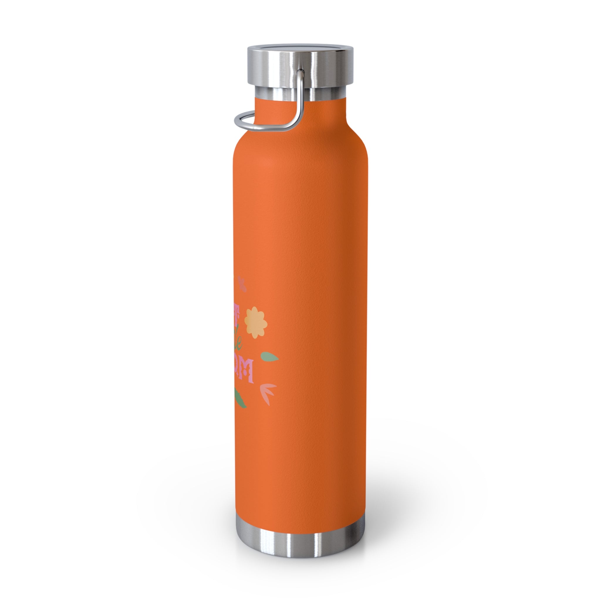 "Let Life Bloom"  Copper Water Bottle, Inspirational Quote, Gift Tumbler, 22oz, Motivational Drinkware, Stainless Steel Thermos