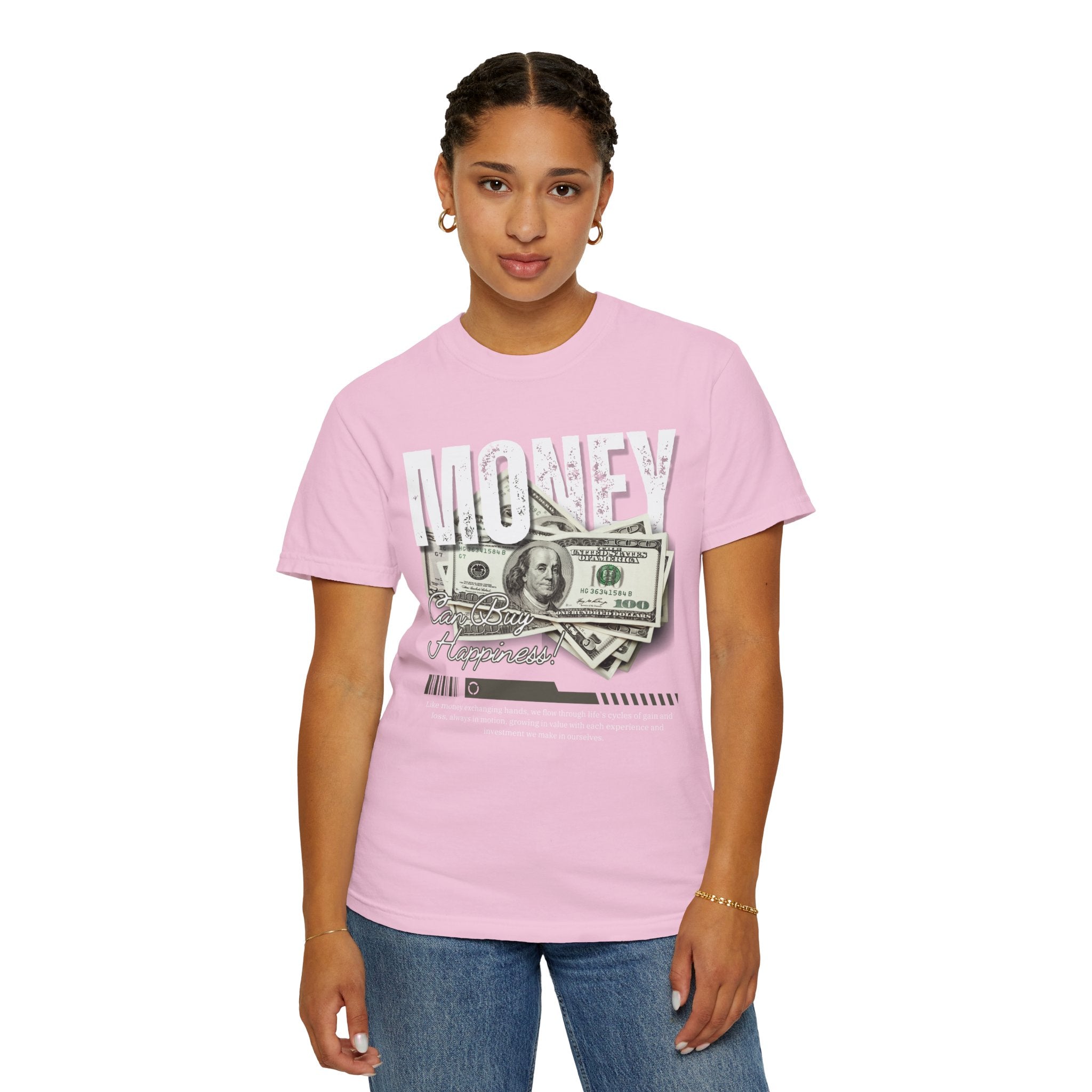 Money Can Buy Happiness, Graphic Design Unisex T-shirt, Casual Cotton Outwear, Gift for Him- Gift for Her, Stylish Tee, Cool Shirt, Trendy Apparel, Comfortable Top,