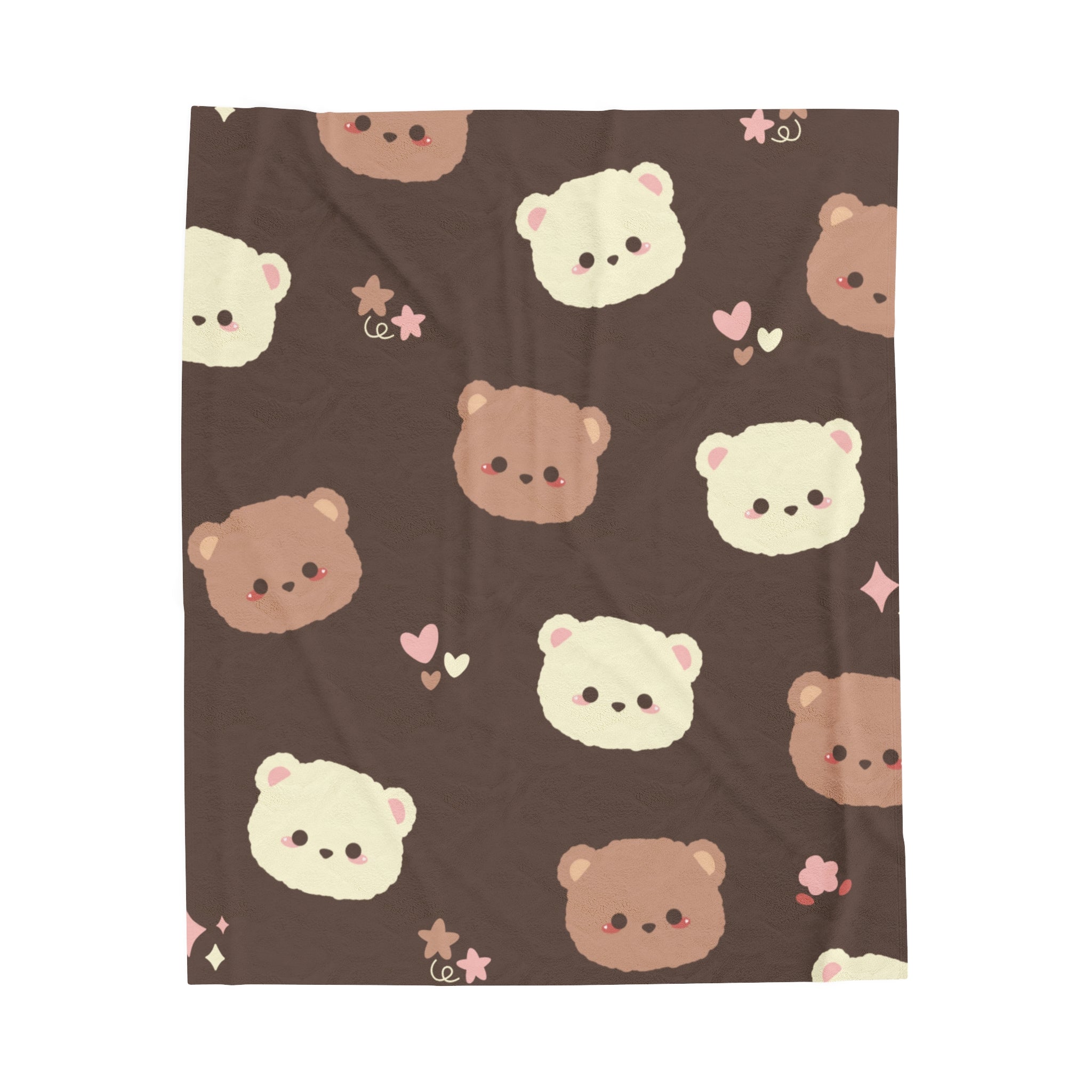 Brown Cute Bear Design Velveteen Plush Blanket, Gift for Boys and Girls, Cozy Throw Blanket, Children's Bedroom Decor, Nursery Bedding