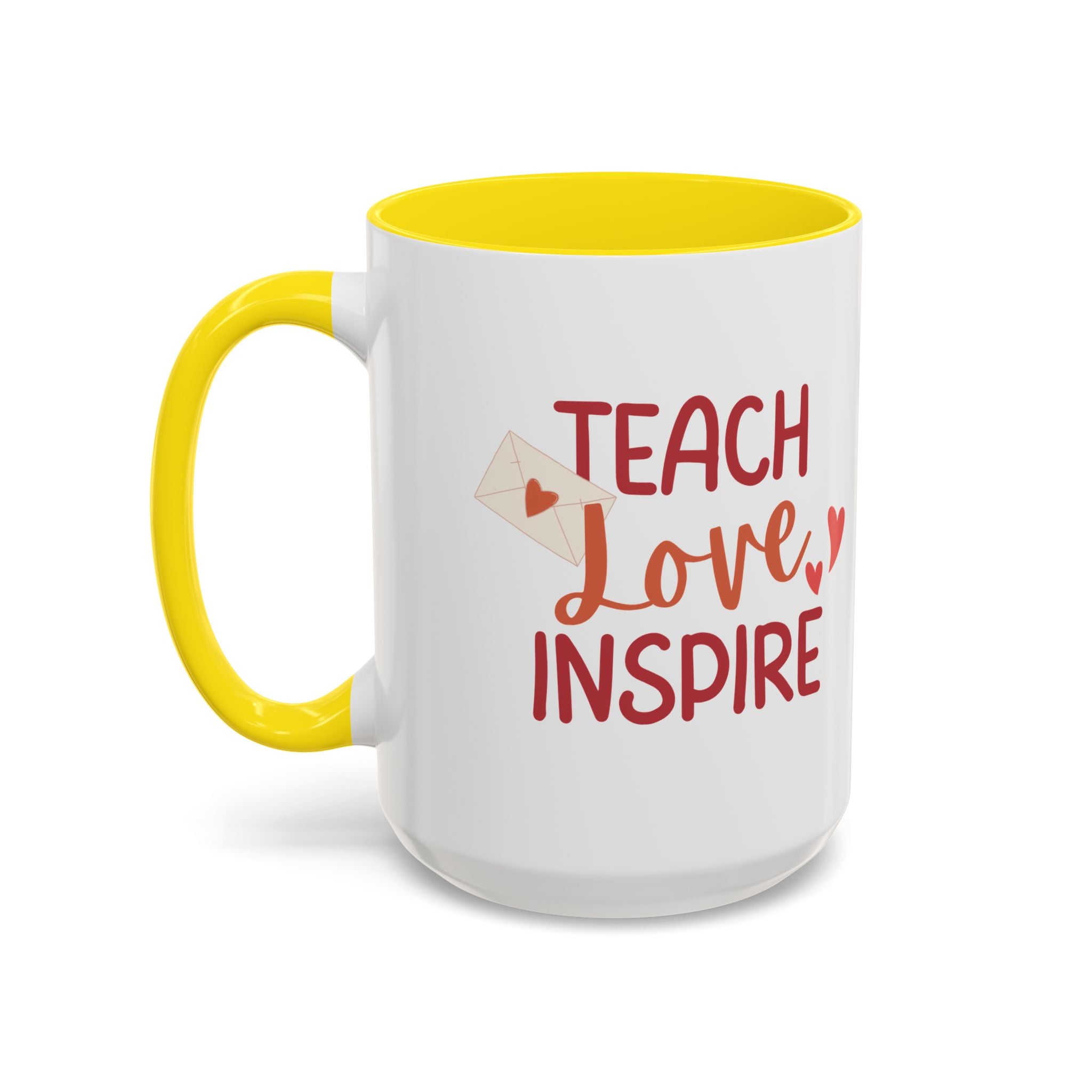 Teach, Love, Inspire Valentine's Design,  Holiday Drinkware, Valentines, Christmas Birthday Gifts for Teachers, Coffee Mug for Teacher Valentines Day,