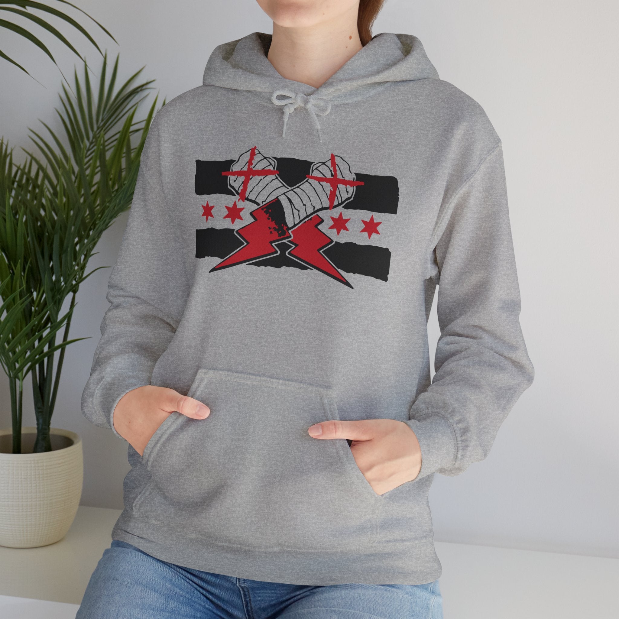 CM Punk Flag Black and Red Design Hoodies, Gift for Her - Gift for Him, Sports Fan Wrestling Unisex Hooded Sweatshirt, Casual Outwear