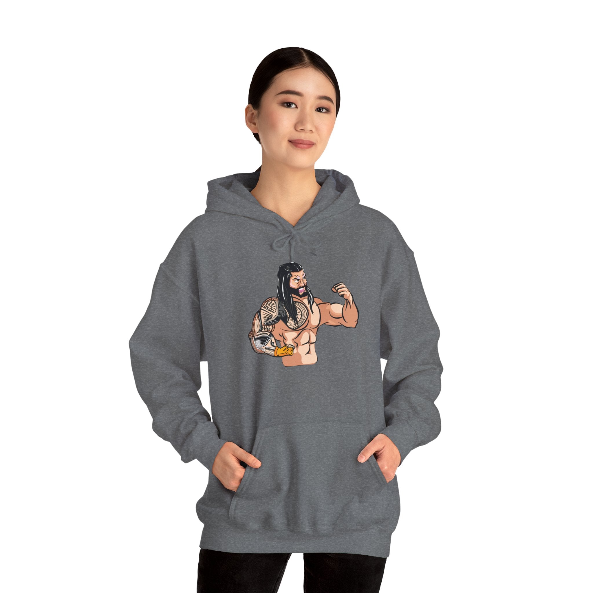 Roman Reigns Cartoon Design Hoodies, Gift for Her - Gift for Him, Sports Fan Wrestling Unisex Hooded Sweatshirt, Casual Outwear