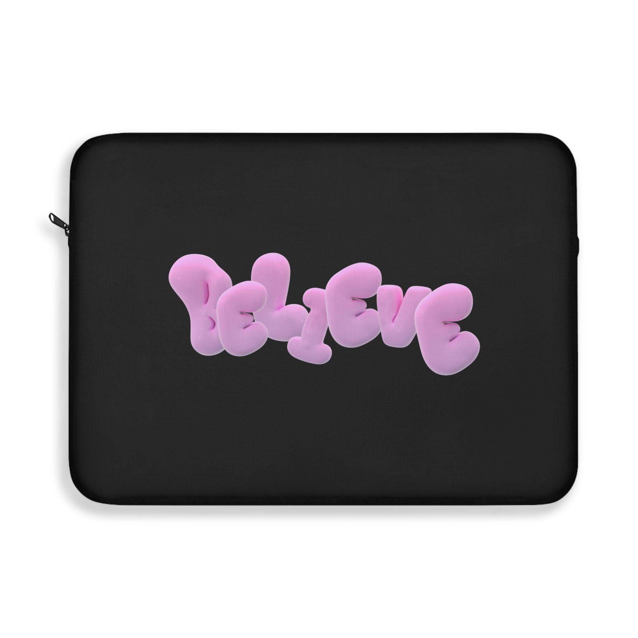 Believe Text Laptop Carrying Case, Computer Sleeve | Patchwork Cottage, Laptop Sleeve - Valentine's Day Gift