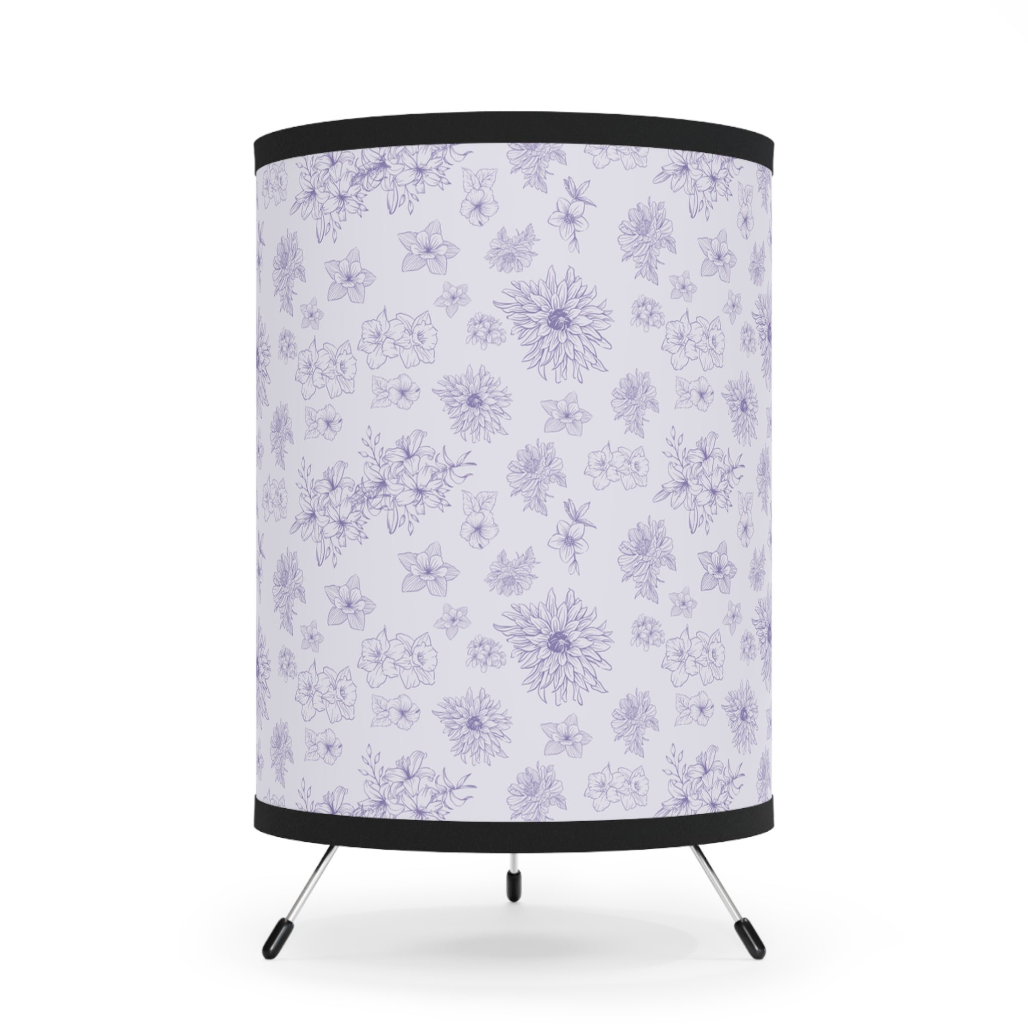 Purple Flower Pattern Lamp, Desk Lamp for Bedroom, Living Room, Modern Style, Floral Bedside Lamp, Home Decor