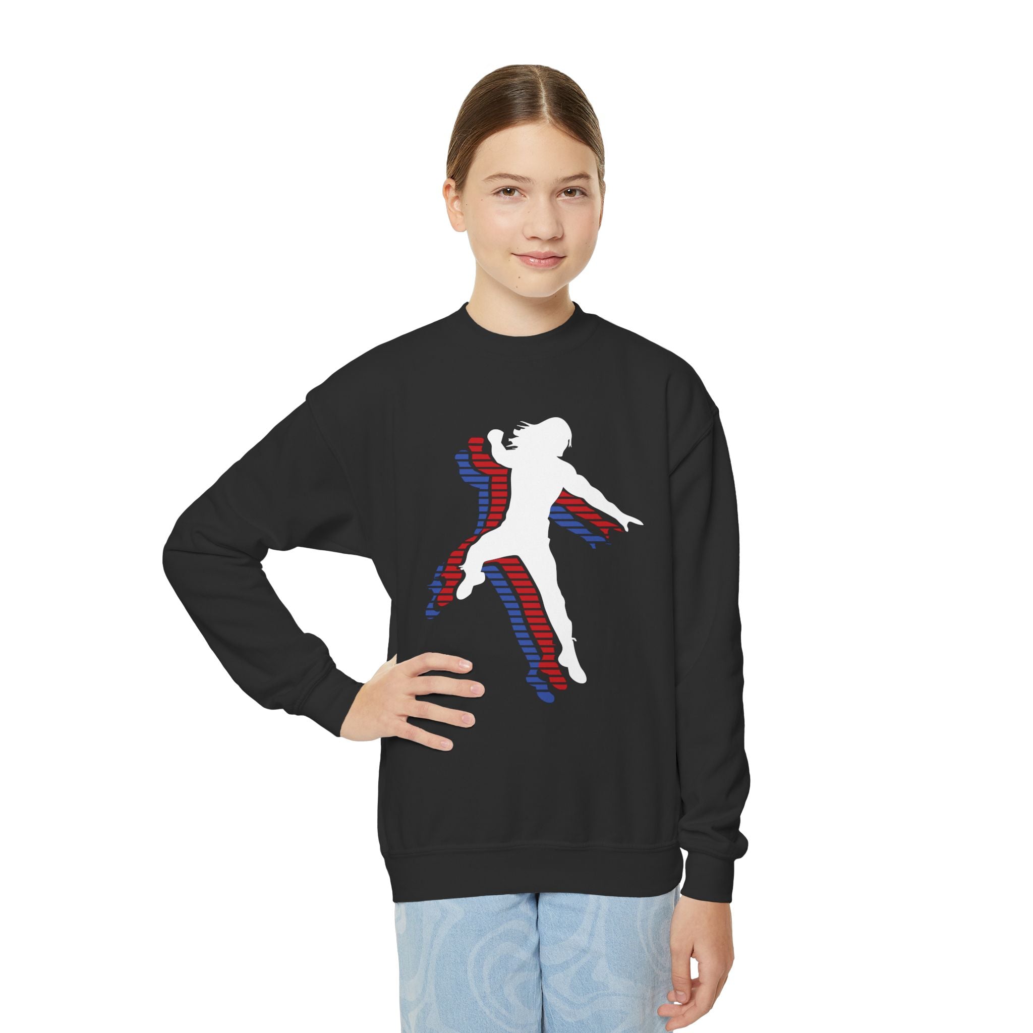 Roman Reigns Jump Tri-Color, Youth Sports Fan Crewneck Sweatshirt for Kids, Perfect Gift for Kids, Unisex Sweatshirt, Casual Outwear, Graphic Sweatshirt