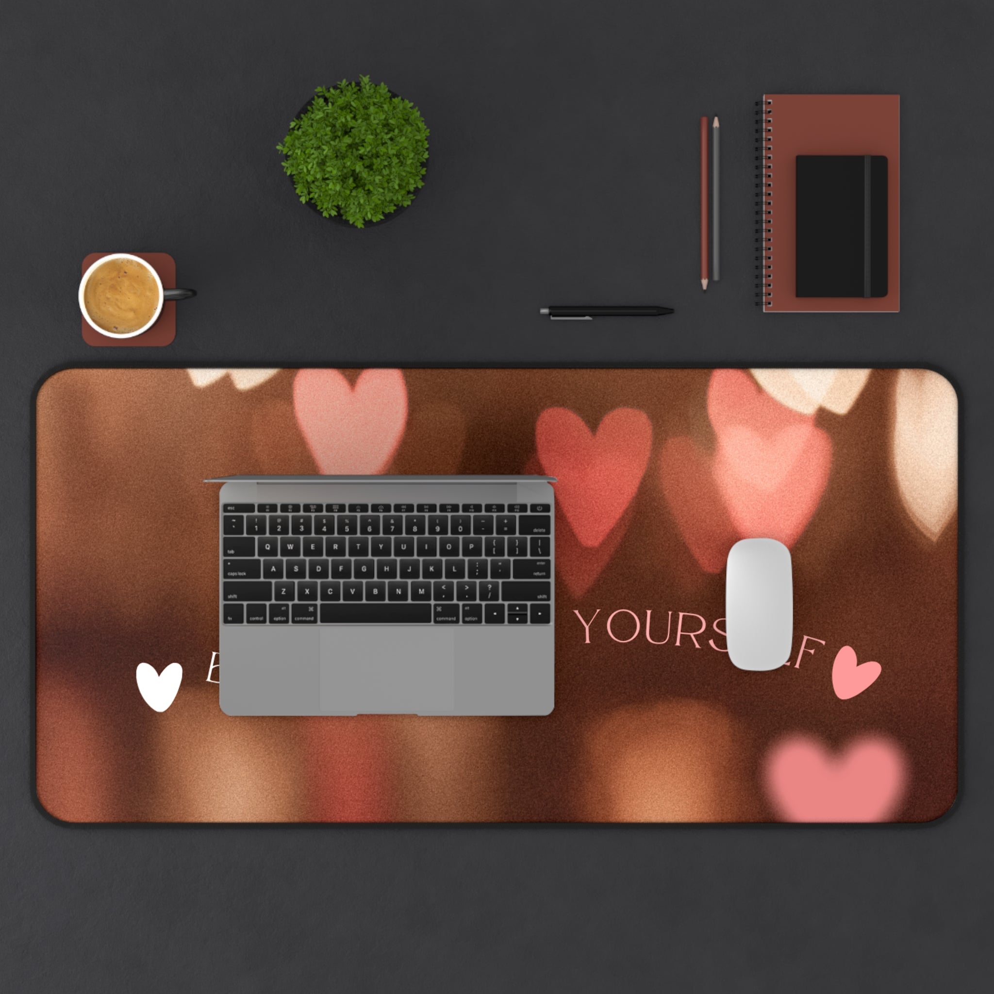 Pink and Brown Soft Aesthetic, Valentines Gift, Mouse Pad, Desk Matt for Desktop, Cute Desk Pad Mat, XXL Large Mouse Pad for Desk, Anti-Slip Big Mousepad with Stitched Edges, Keyboard Pad Mouse Mat for Computer