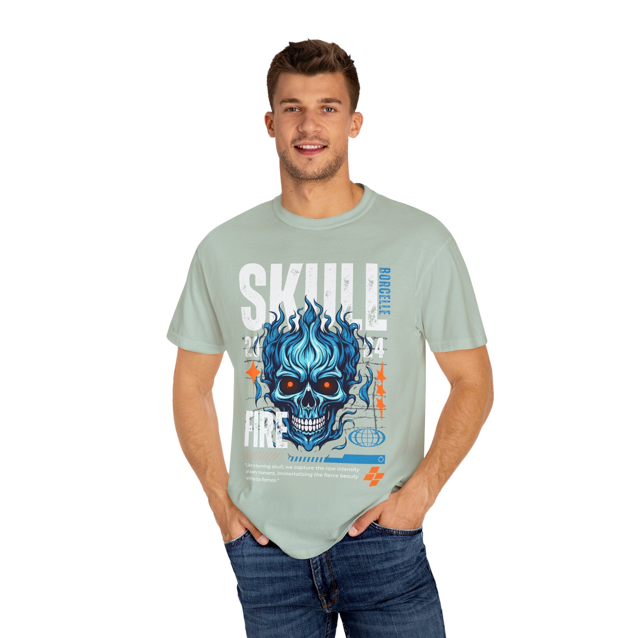 Skull Fire, Graphic Design Unisex T-shirt, Casual Cotton Outwear, Gift for Him- Gift for Her, Stylish Tee, Cool Shirt, Trendy Apparel, Comfortable Top,