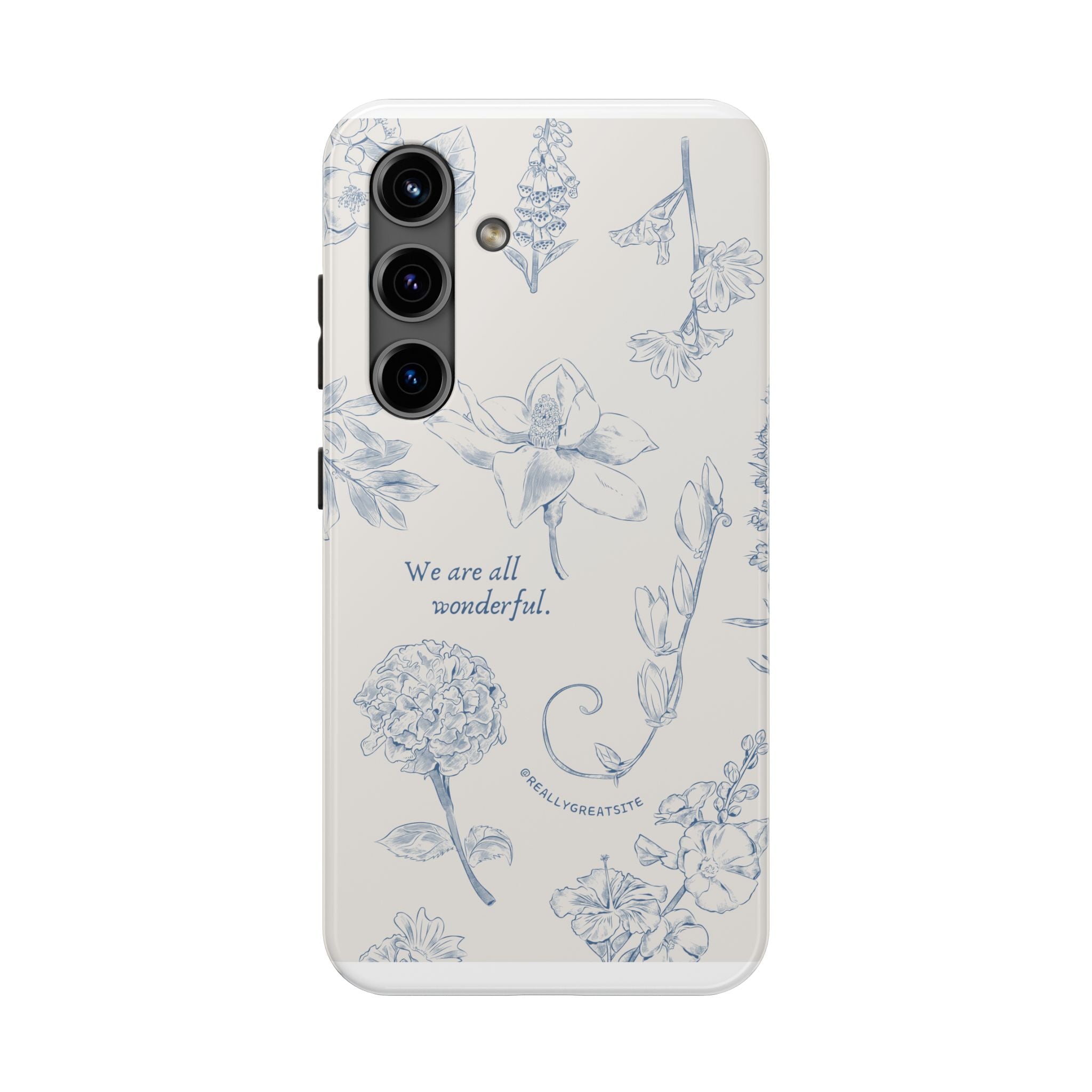 Dusty Blue Cream " We Are All Wonderfull", Elegant Phone Cases, Stylish Phone Covers, Chic Phone Protectors, Fashionable Case for Her, Trendy Smartphone Accessories