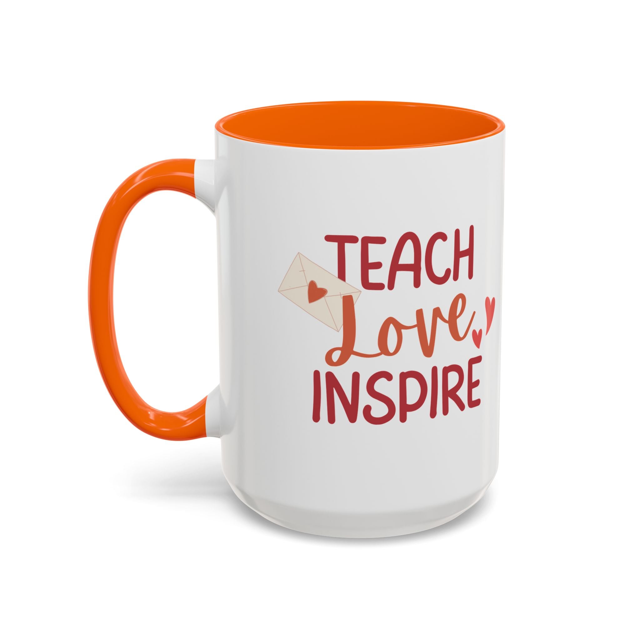 Teach, Love, Inspire Valentine's Design,  Holiday Drinkware, Valentines, Christmas Birthday Gifts for Teachers, Coffee Mug for Teacher Valentines Day,