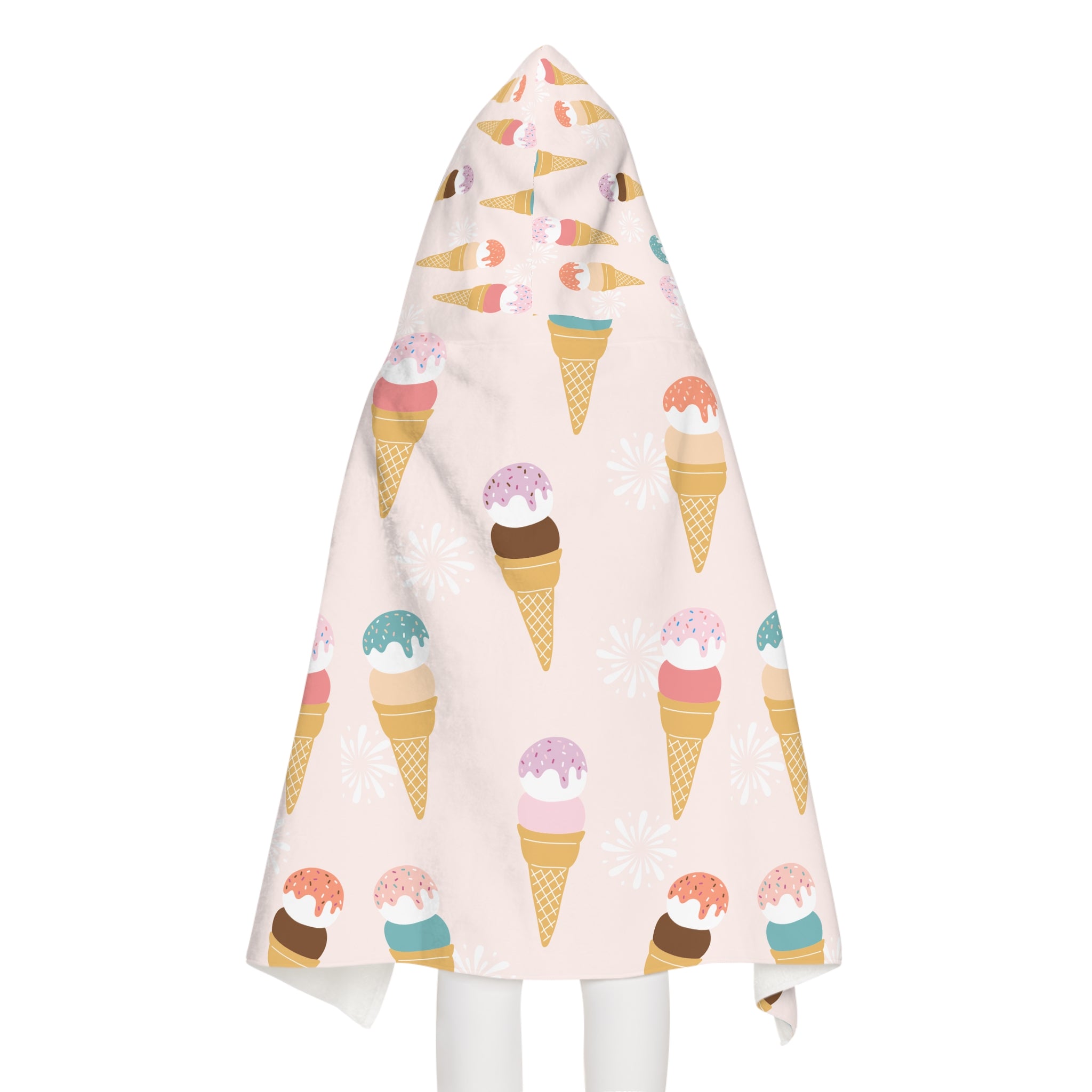 Ice Cream Design Hooded Towel, Cute Designs - Youth Hooded Towel